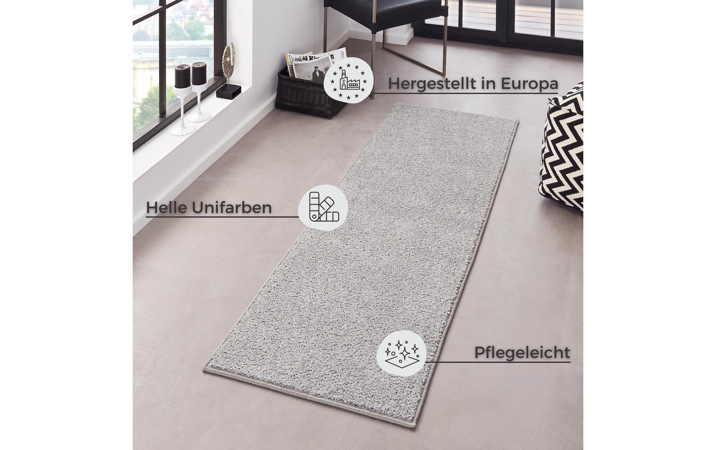 HANSE Home Teppich »Pure 100  Kurzflor« rechteckig 13 mm Höhe Kurzflor, uni, umkettelt, Läufer, Wohnzimmer, Kinderzimmer, Flur