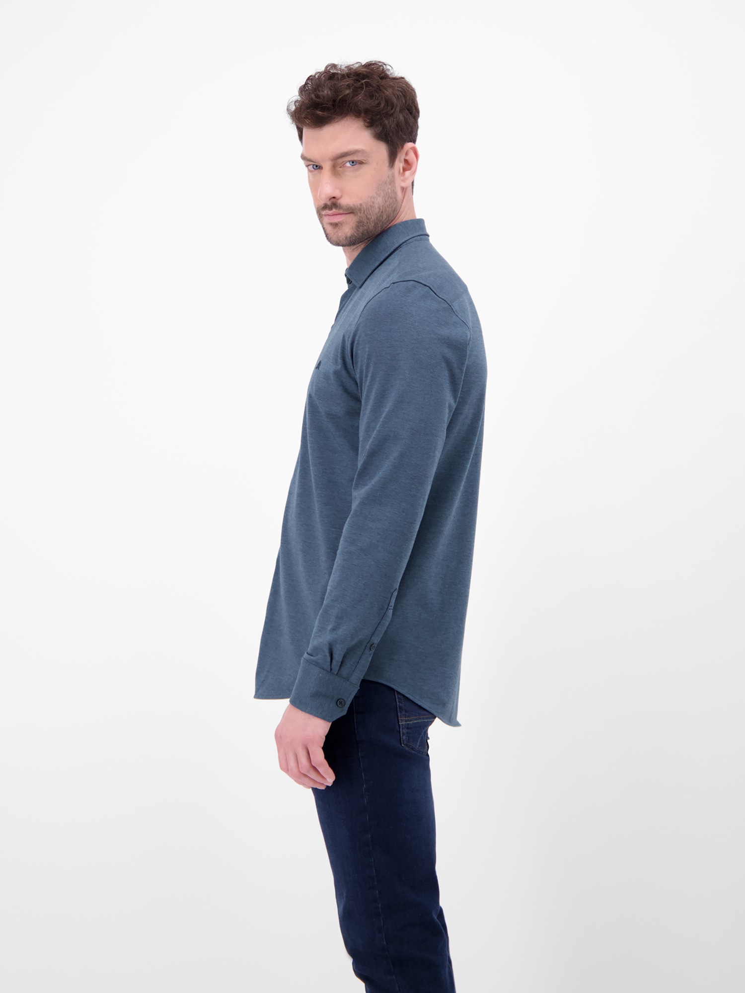 LERROS Chemise à manches longues »Jerseyhemd mit 2-Knopf-Manschette und Kentkragen«