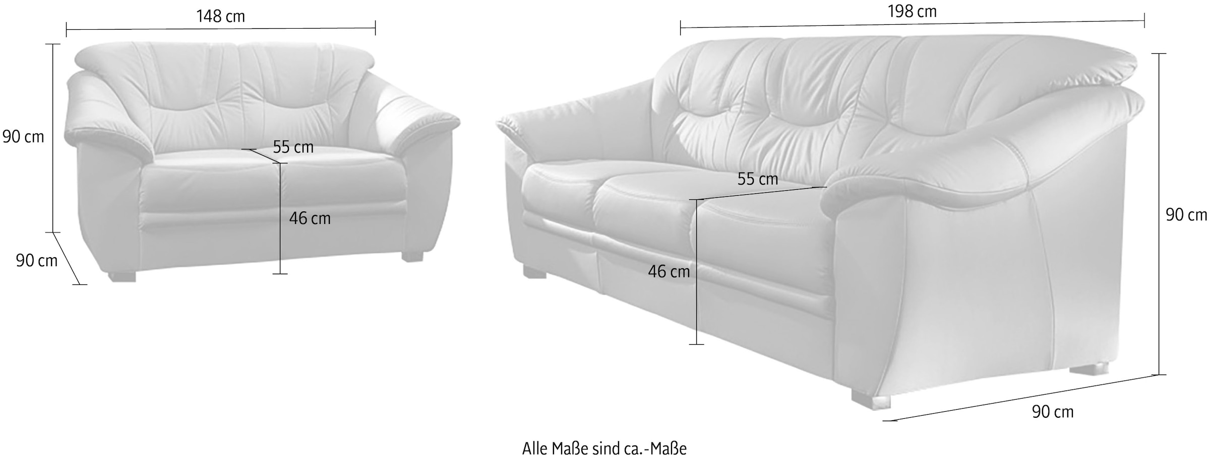 sit&more Ensemble rembourré »Savona, B: 148 bzw. 198 cm« Set: 2- & 3er-Sofa, mit Federkern