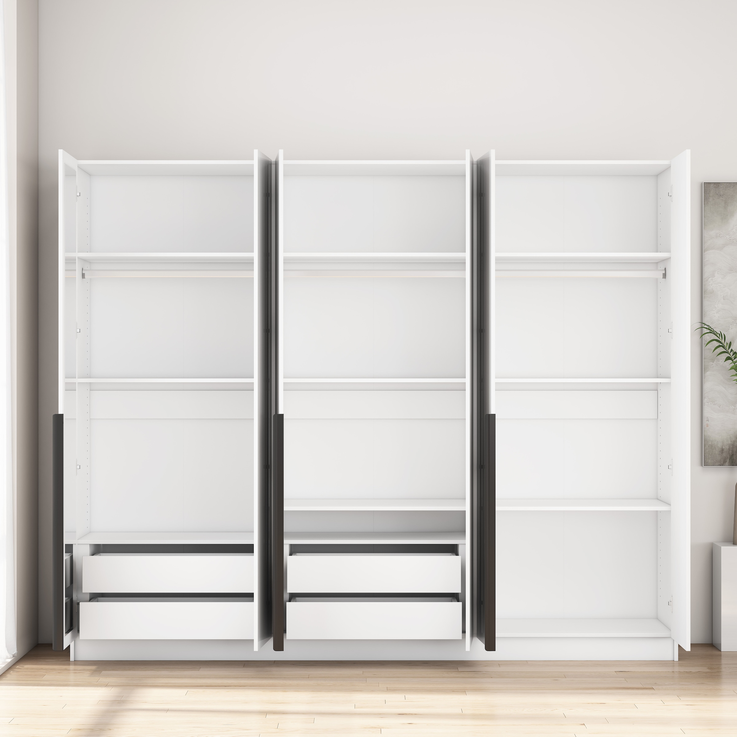 GOODproduct Kleiderschrank »Annor Schlafzimmerschrank Breite 242cm hochglanz Schrank Garderobe« Drehtürenschrank mit perfekter Innenausstattung - elegante Türgriffe