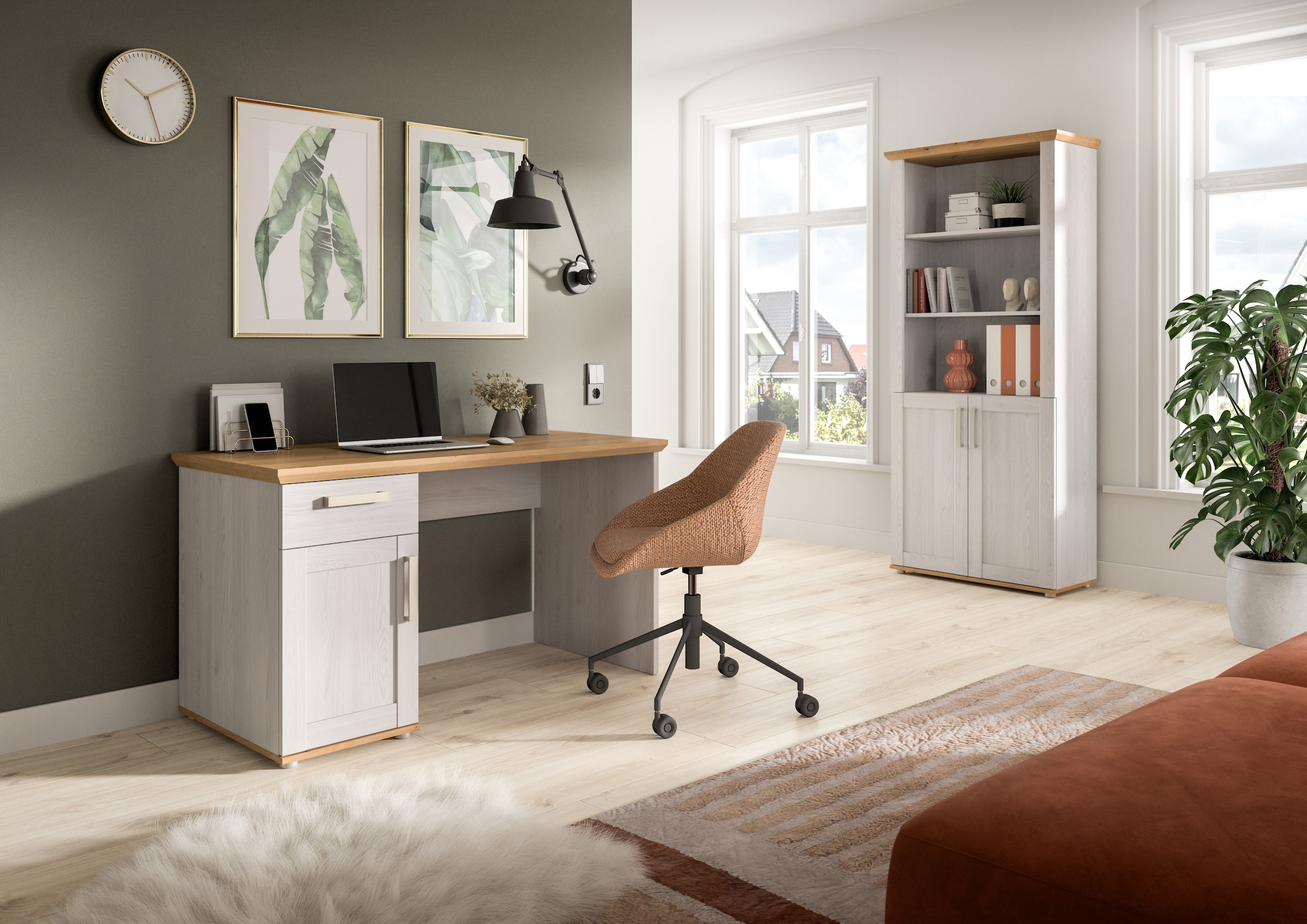 Home affaire Aktenschrank »COSENZA, Höhe, 193 cm, 2 Türen, 5 Fächer, 4 Fachböden« in Landhausoptik, mit weiteren Artikel der Serie kombinierbar,  Büroschrank, Regal, Mehrzweckschrank, Universalschrank, Regal