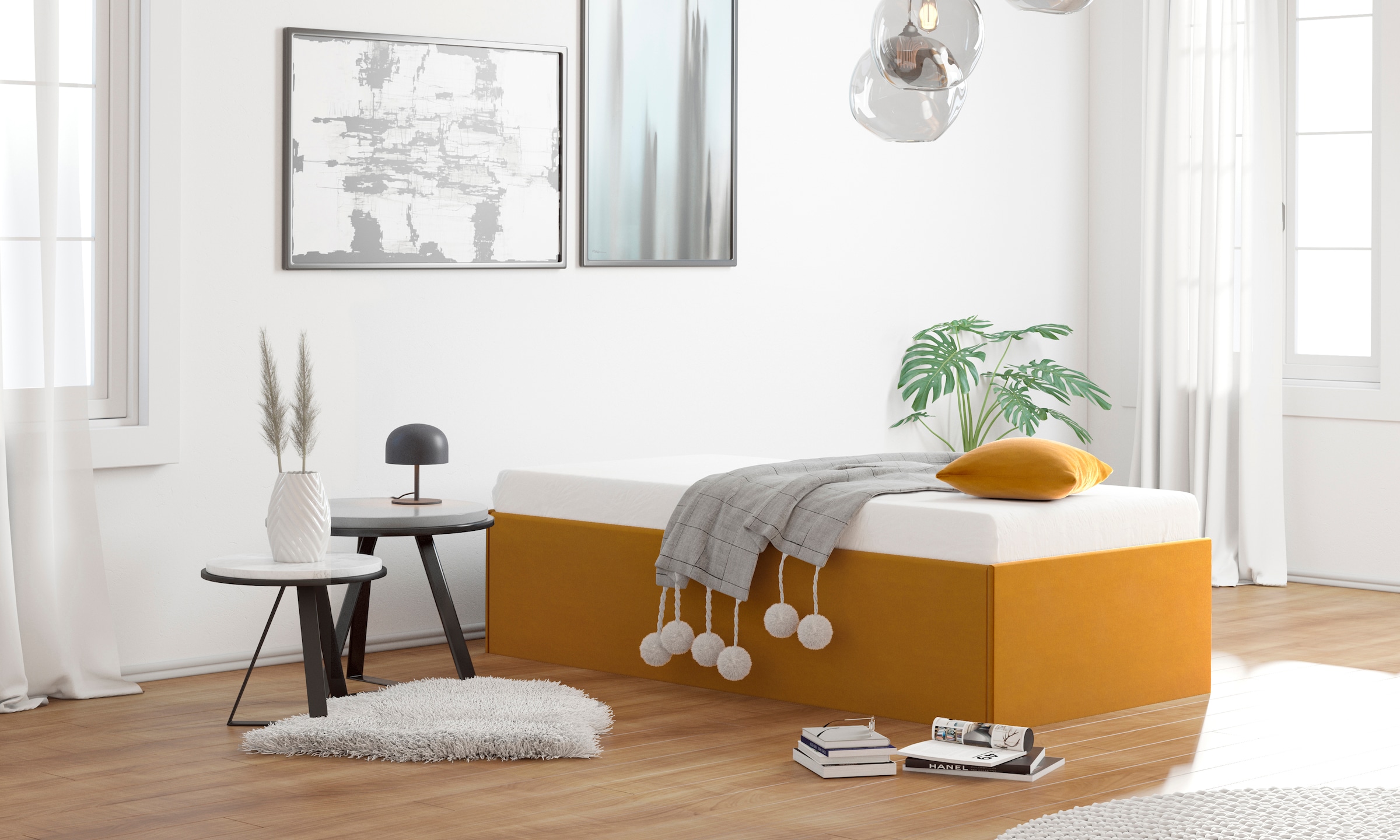 Westfalia Schlafkomfort Polsterbett »Amrum« in Samtvelours ohne Kopfteil, mit und ohne Bettkasten erhältlich