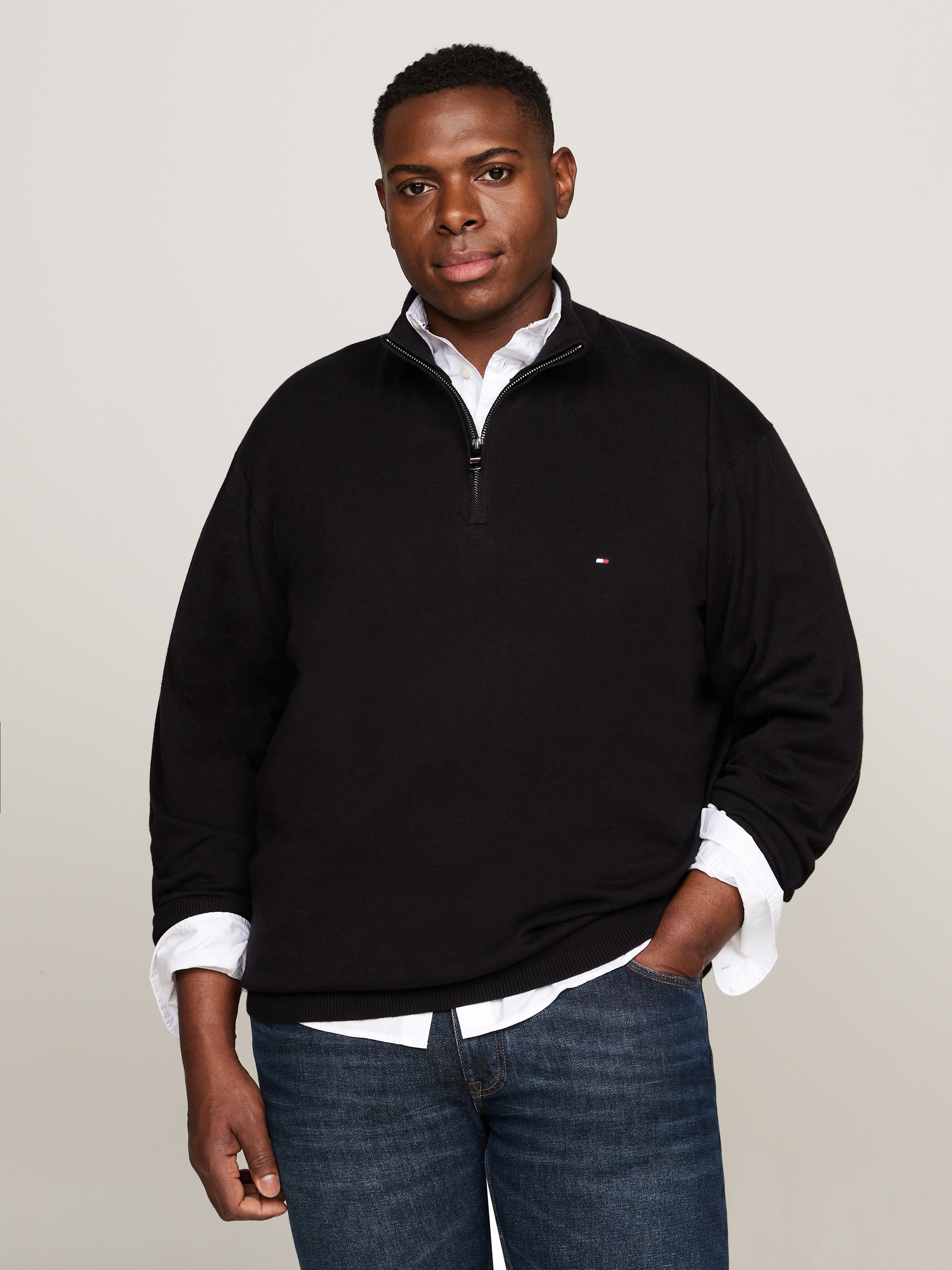 Tommy Hilfiger Big & Tall Troyer »BT-PIMA ORG CTN CASHMERE ZMOCK-B« grandes tailles