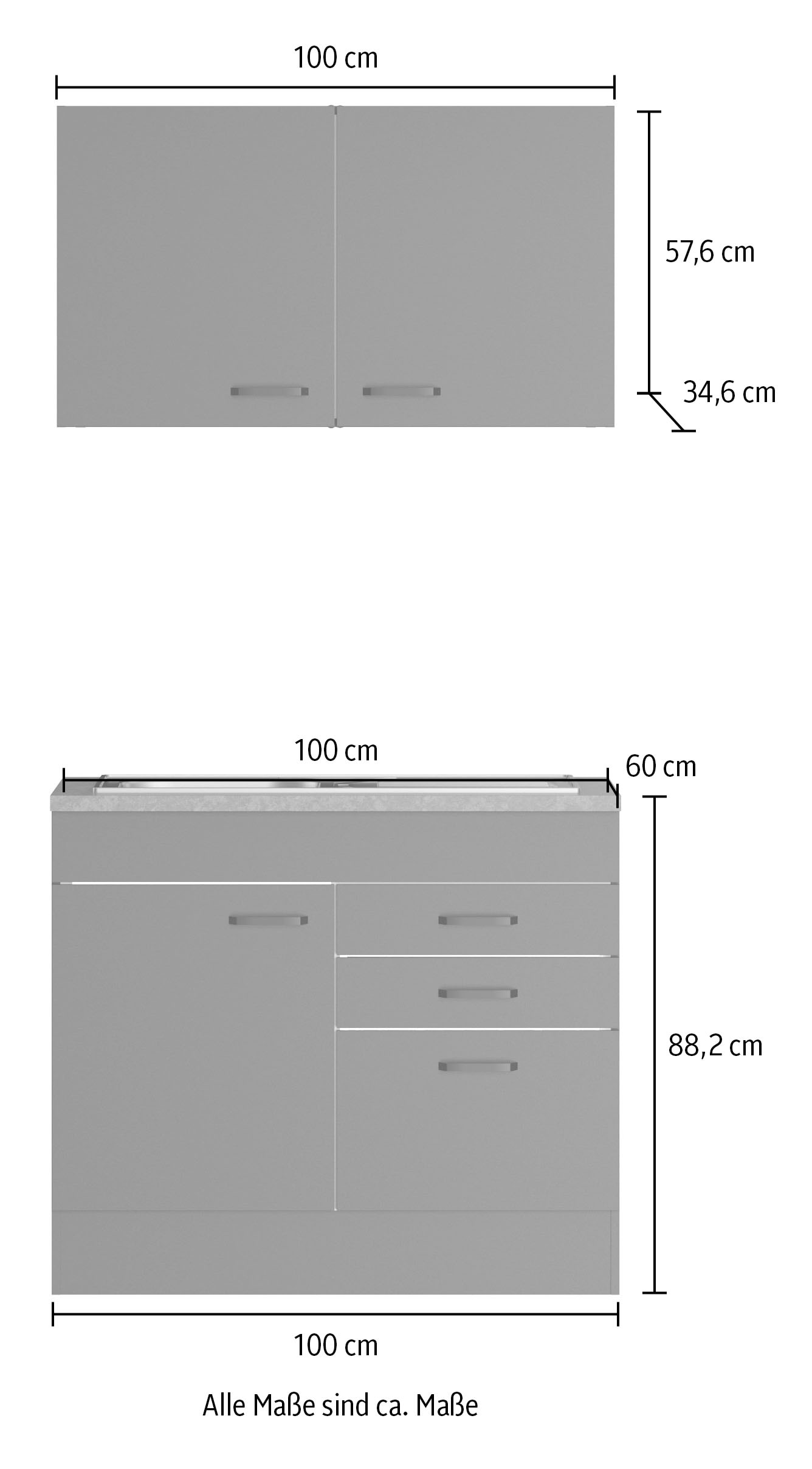OPTIFIT Kitchenette »OPTImulti« Breite 100 cm, Tiefe 60 cm, mit Edelstahlspüle