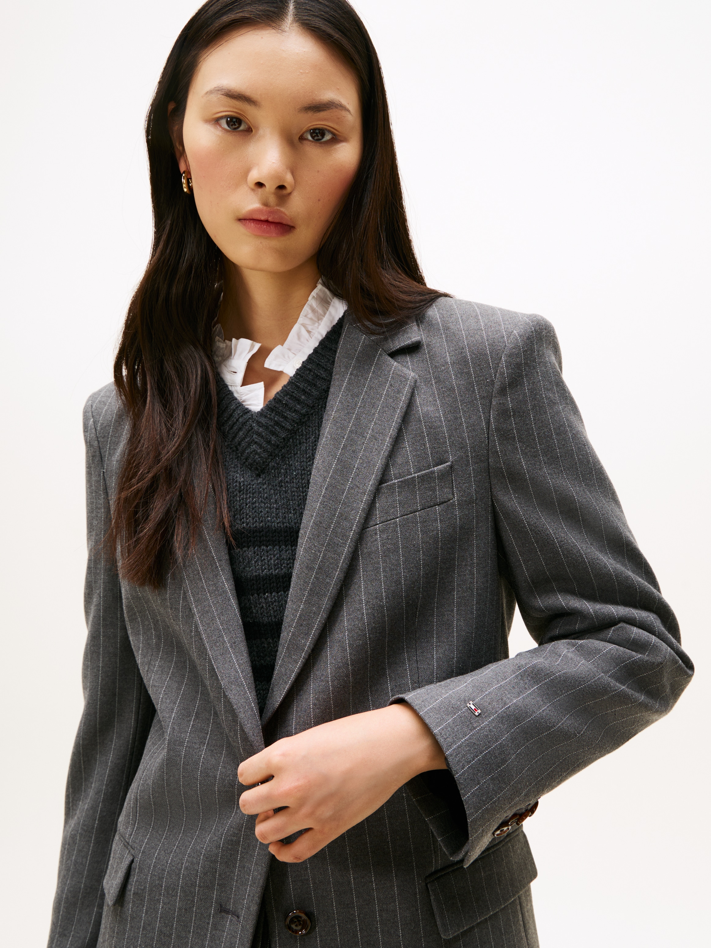 Tommy Hilfiger Blazer long »PINSTRIPE RELAXED BLAZER« mit Nadelstreifen