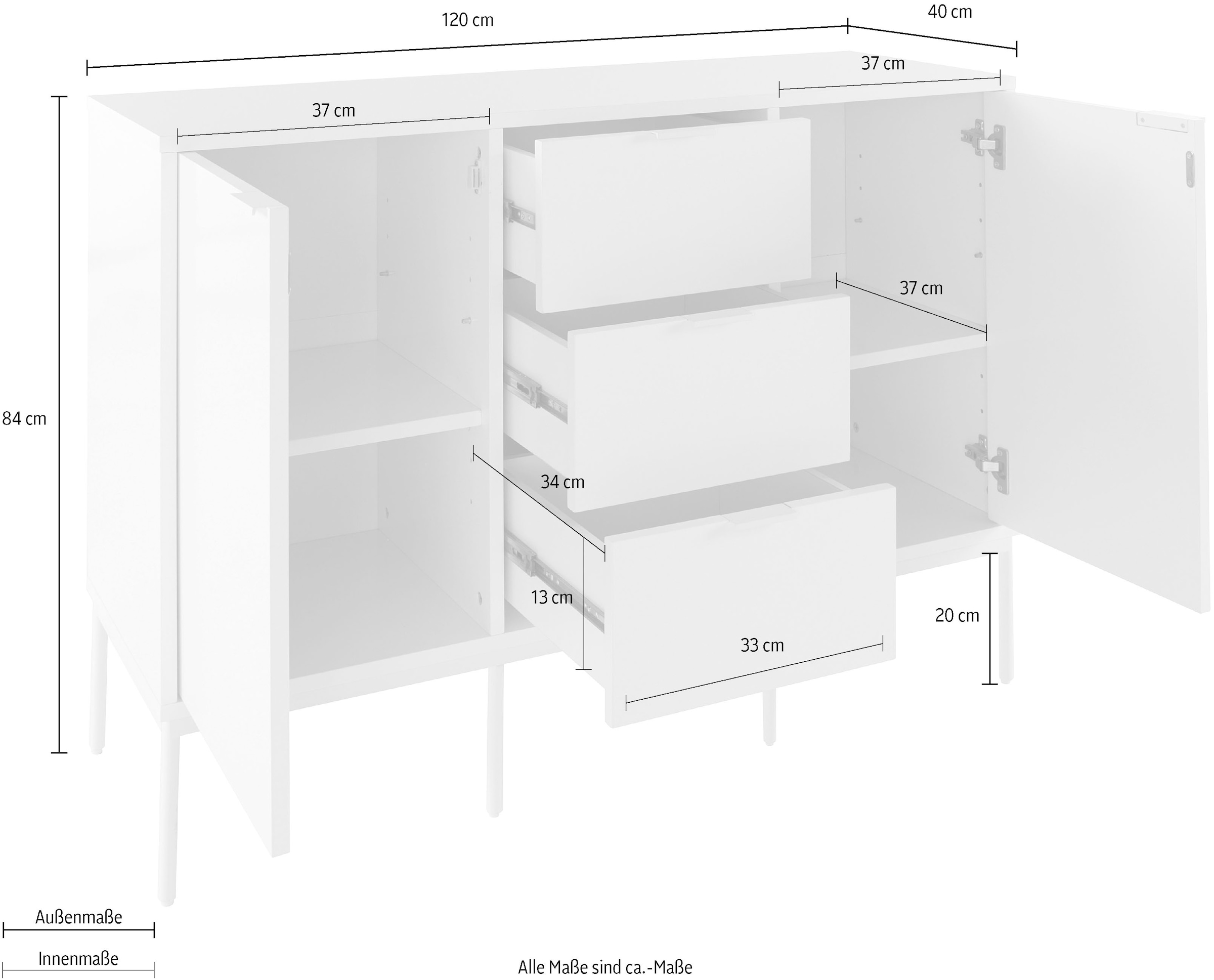 s.Oliver Sideboard »Kallby« 1 Stk. tlg. lackiertes MDF, Soft-Close Funktion, Breite 120 cm
