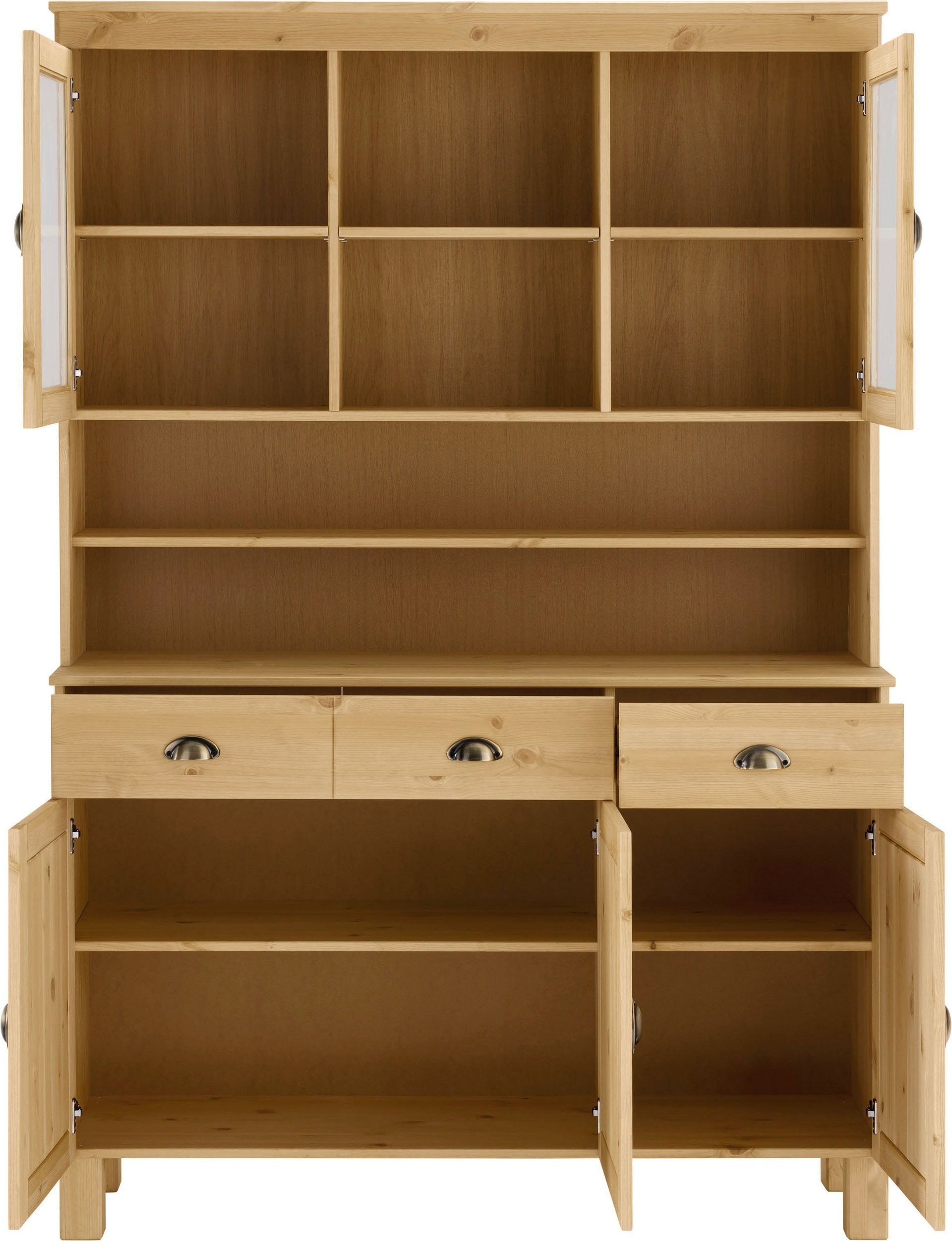 Home affaire Küchenbuffet »Oslo« 125 cm breit, aus massiver Kiefer, mit 2 Glastüren, Metallgriffe