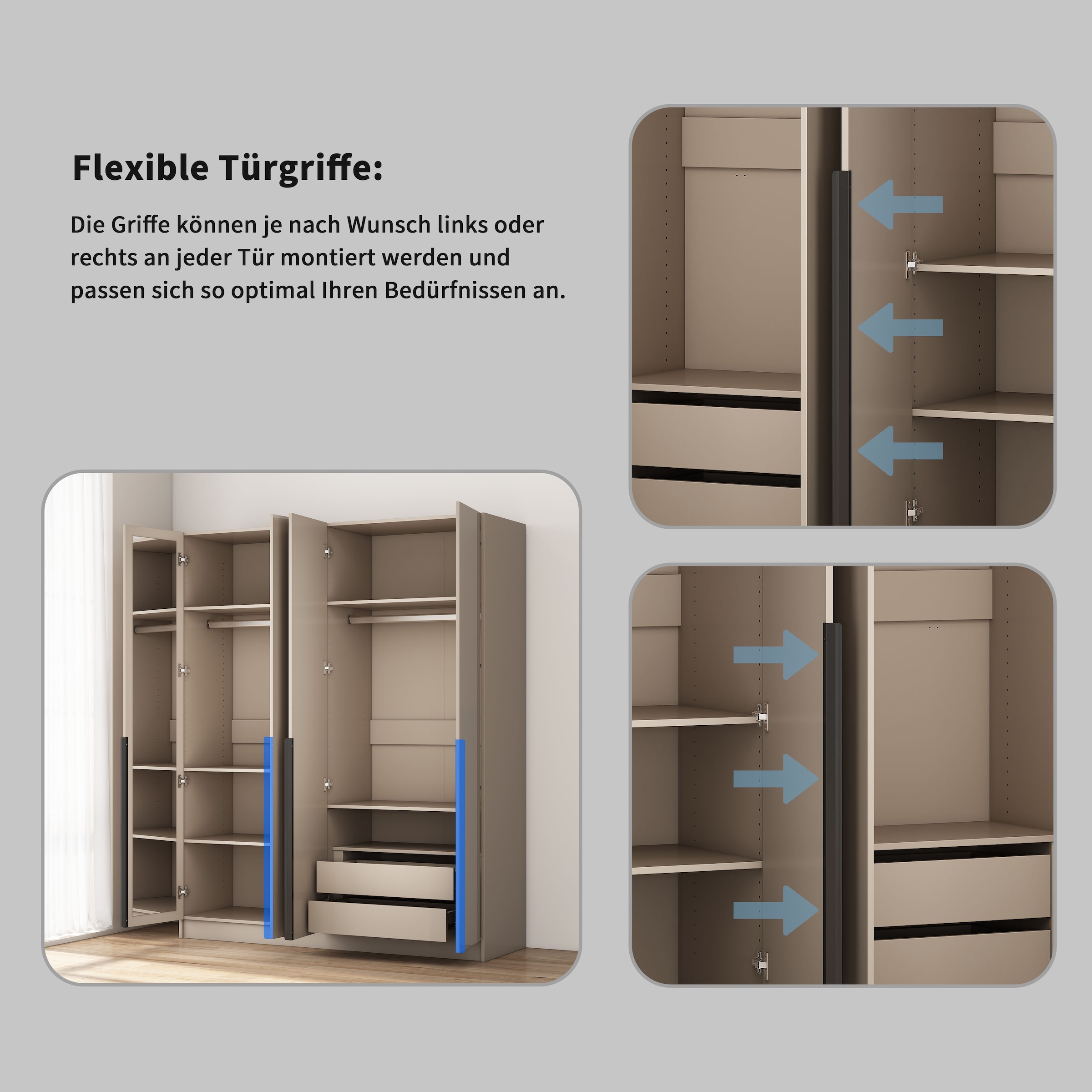 GOODproduct Kleiderschrank »Annor Schlafzimmerschrank Breite 162cm hochglanz Schrank Garderobe« Drehtürenschrank mit perfekter Innenausstattung - elegante Türgriffe