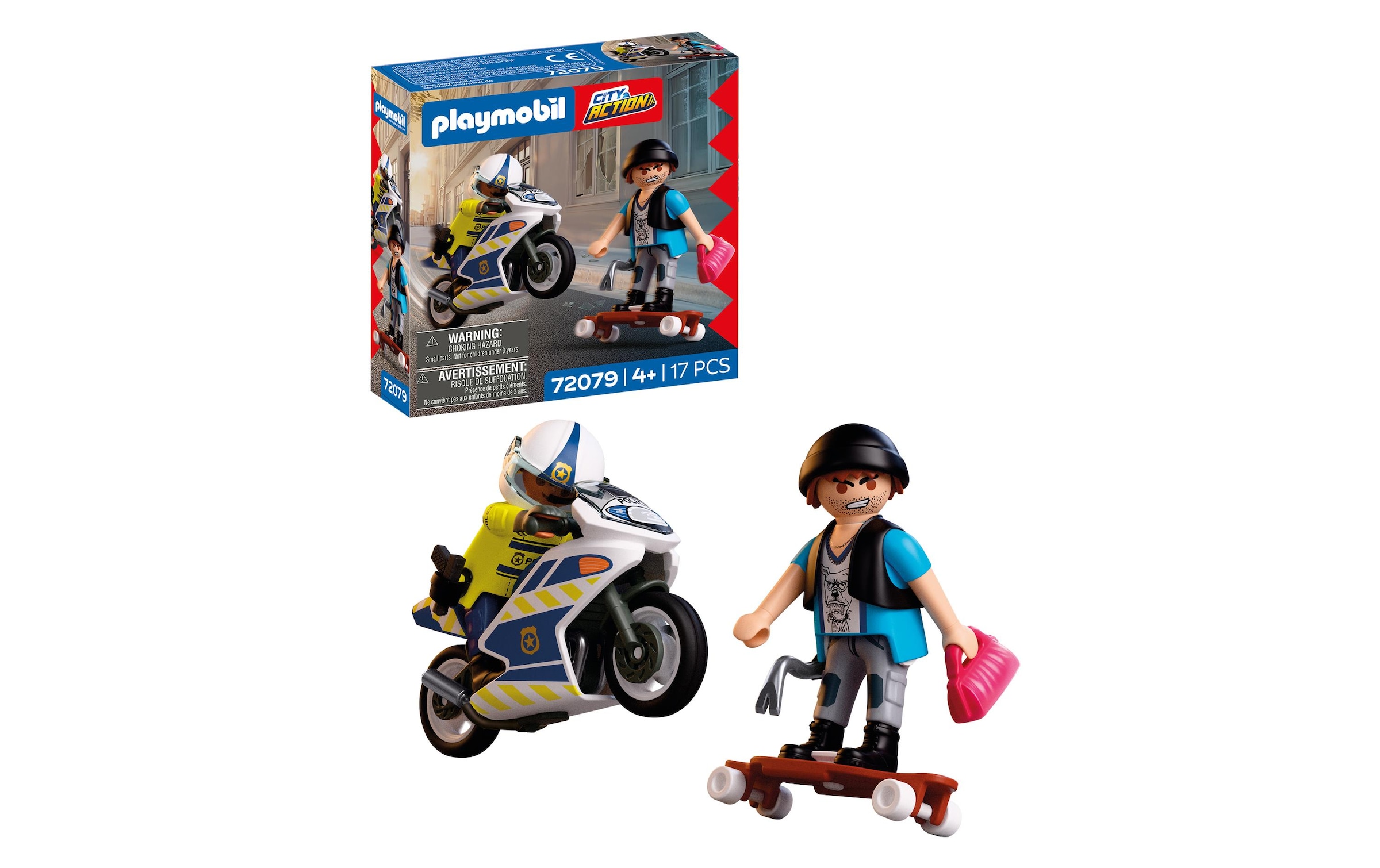 Playmobil® Konstruktions-Spielset »Verfolgungsjagd mit Motorrad (72079), City Action« Made in Europe