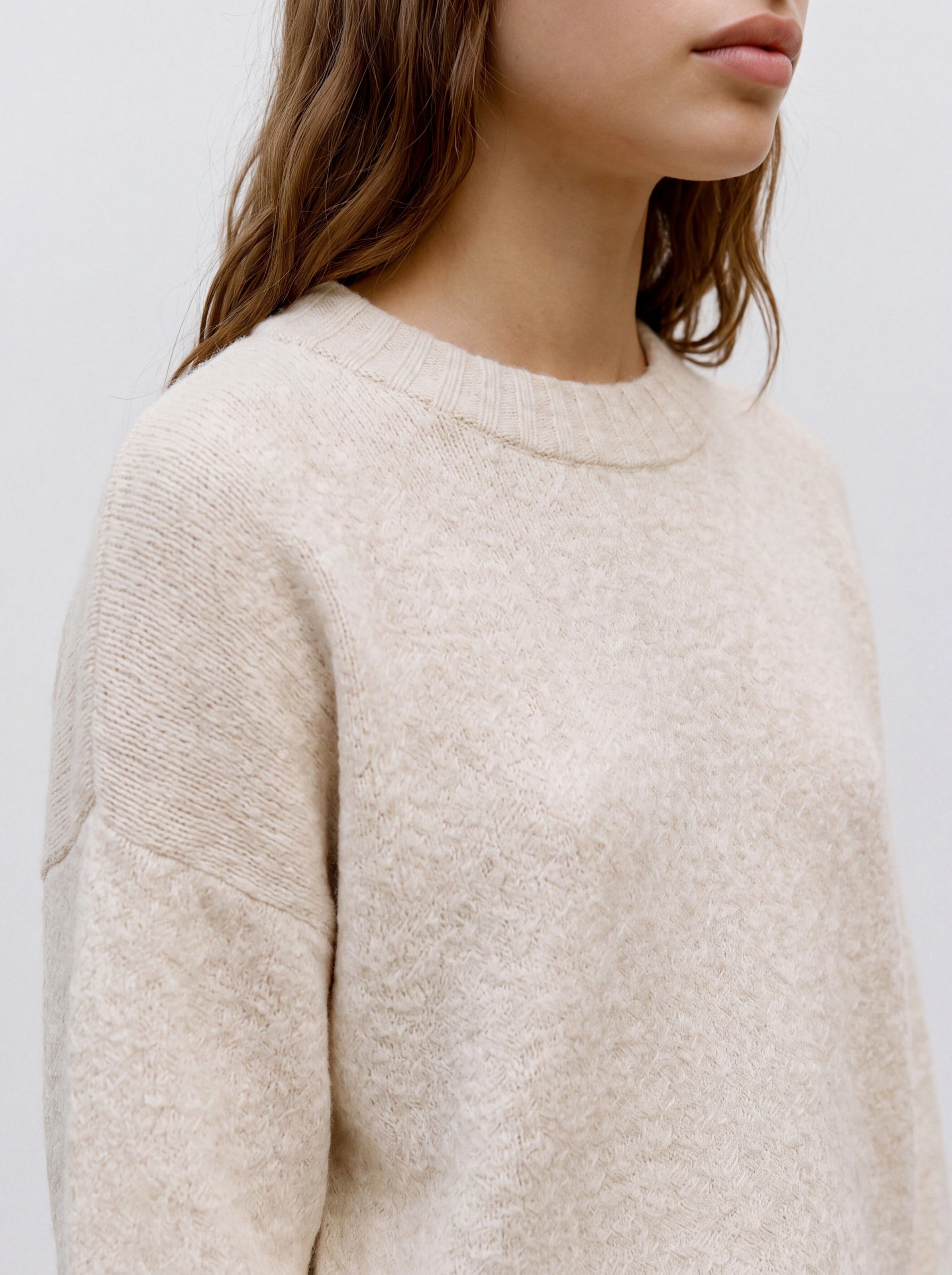 TOPSHOP Pull à col rond »TSDAISY LS KNITTED JUMPER KNT NOOS« mélange de matériaux, coupe plus courte