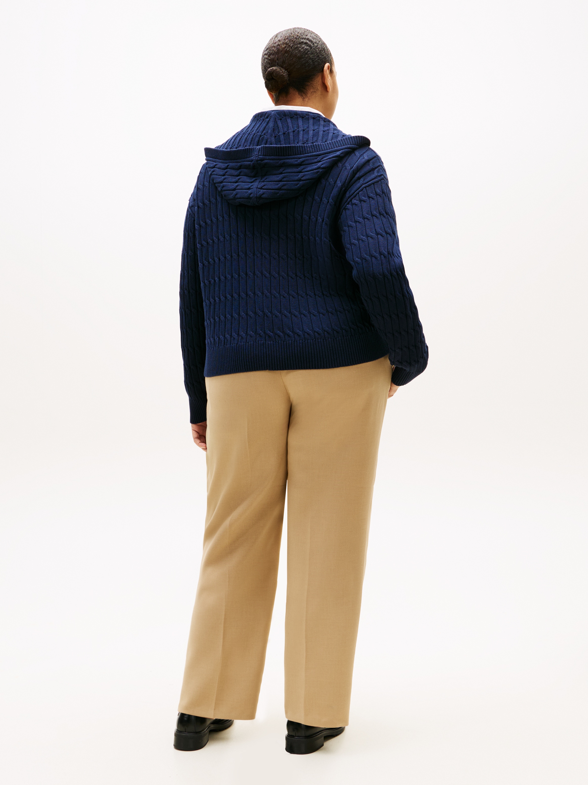 Tommy Hilfiger Curve Kapuzenstrickjacke »CRV CO CABLE MID GG LS ZIP HOODY« in grossen Grössen, mit Zopfmuster