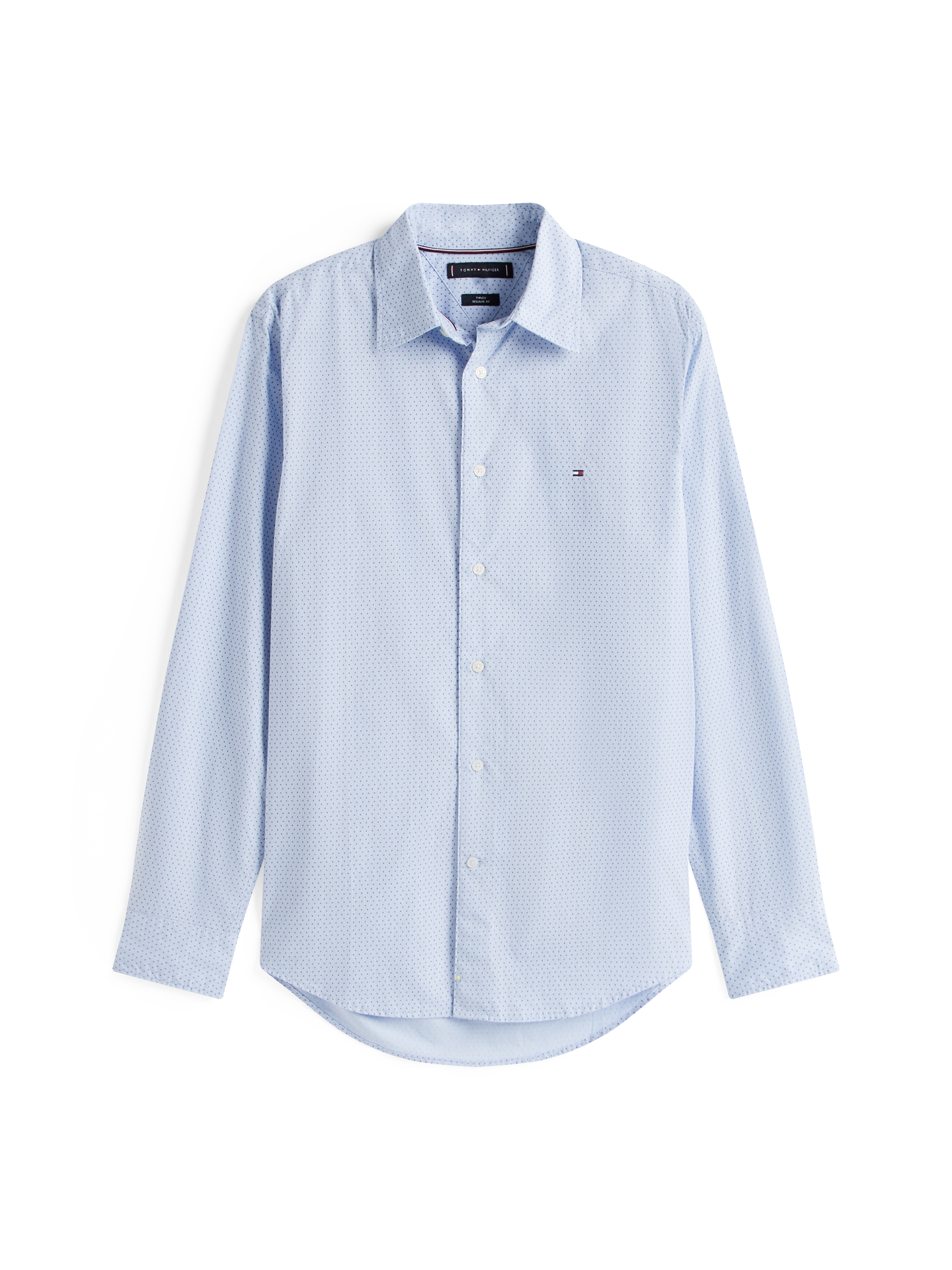 Tommy Hilfiger Langarmhemd »FLEX POPLIN MINI PRINT Regular Fit SHIRT«, regular fit, Kentkragen