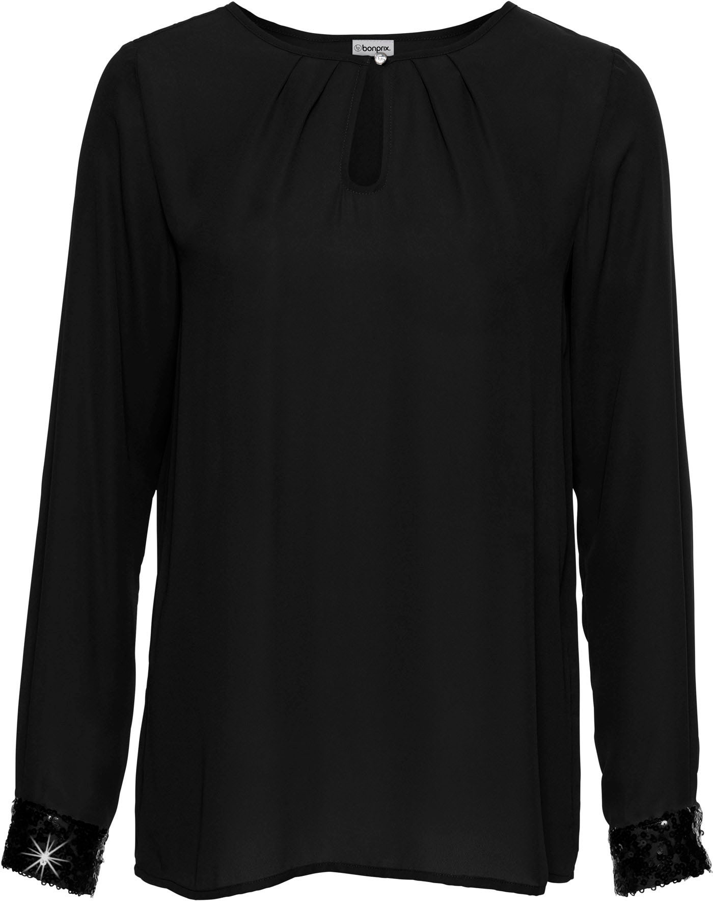bonprix Blouse à enfiler »Schlupfbluse« lockere Passform, aus Polyester, mit Paillettenapplikationen