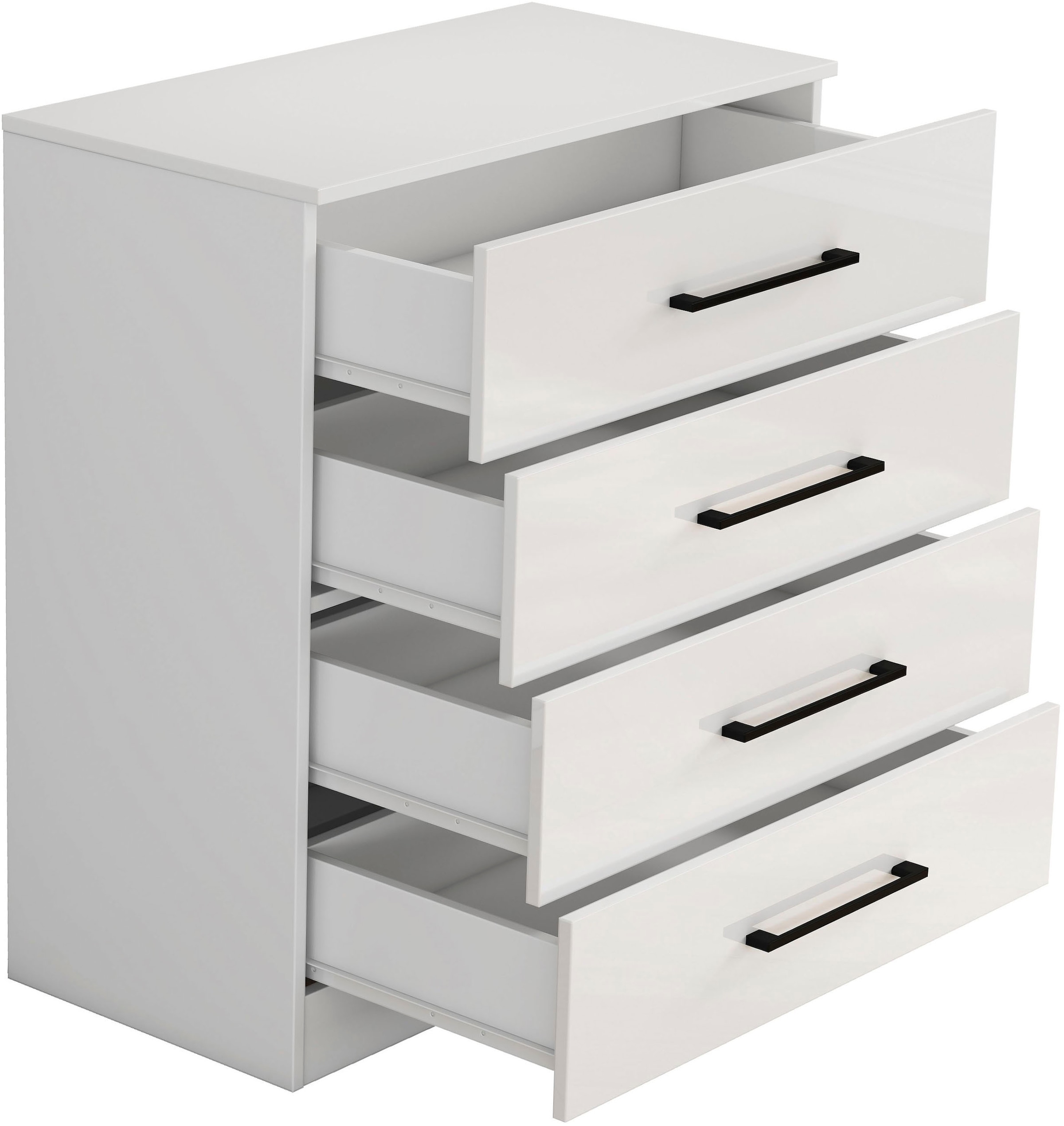 GOODproduct Schubkastenkommode »Sylt Schlafzimmerkommode Kommode Wäscheschrank Bestseller« Viel Stauraum im Schlafzimmer mit hochglänzenden Fronten, 1 Stk. tlg. Beistellschrank mit 4 Schubladen