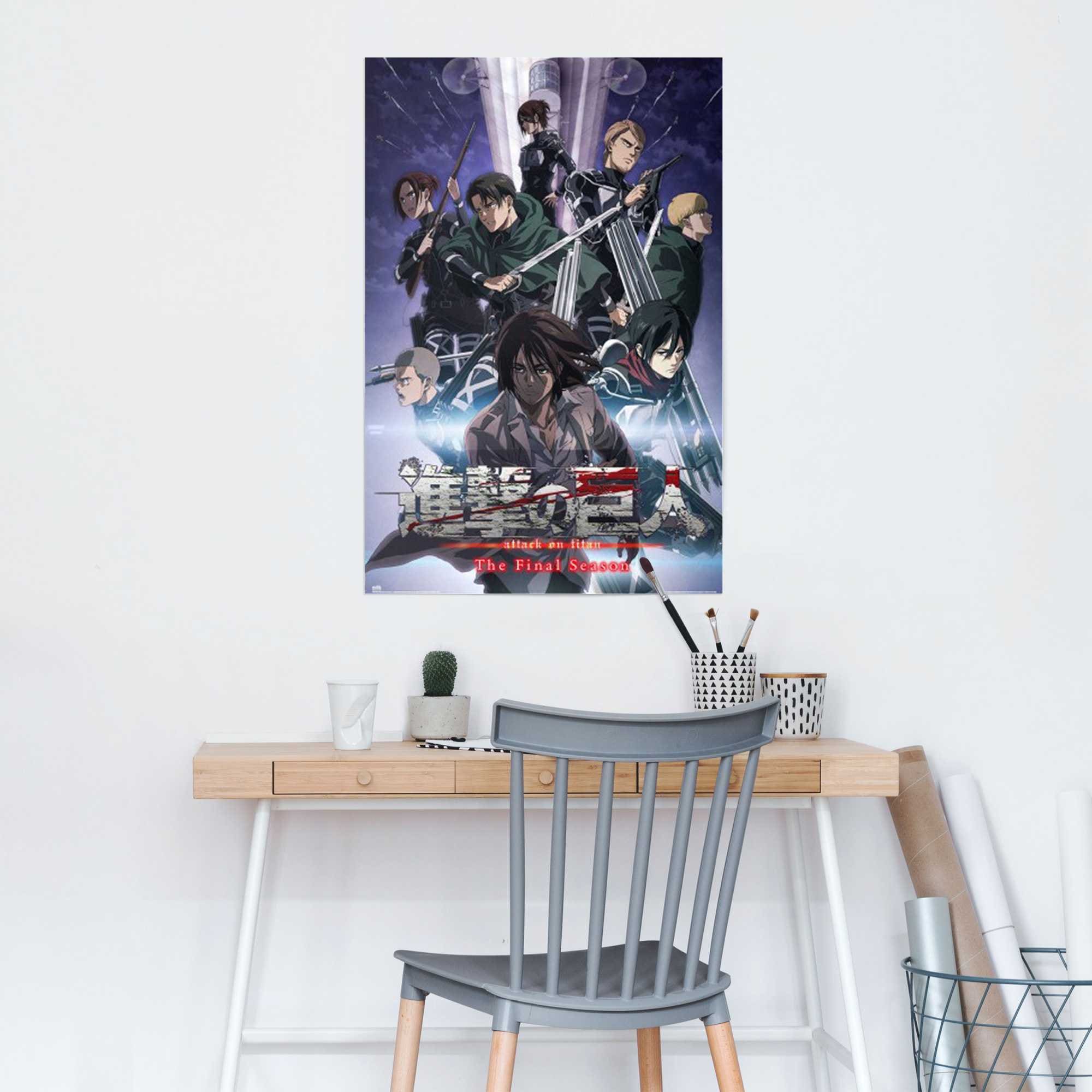 Reinders! Poster »Attack on Titan - the final season« Teenager Zimmer - Blau - 150 gr.  Papier - Cartoons und Charaktere