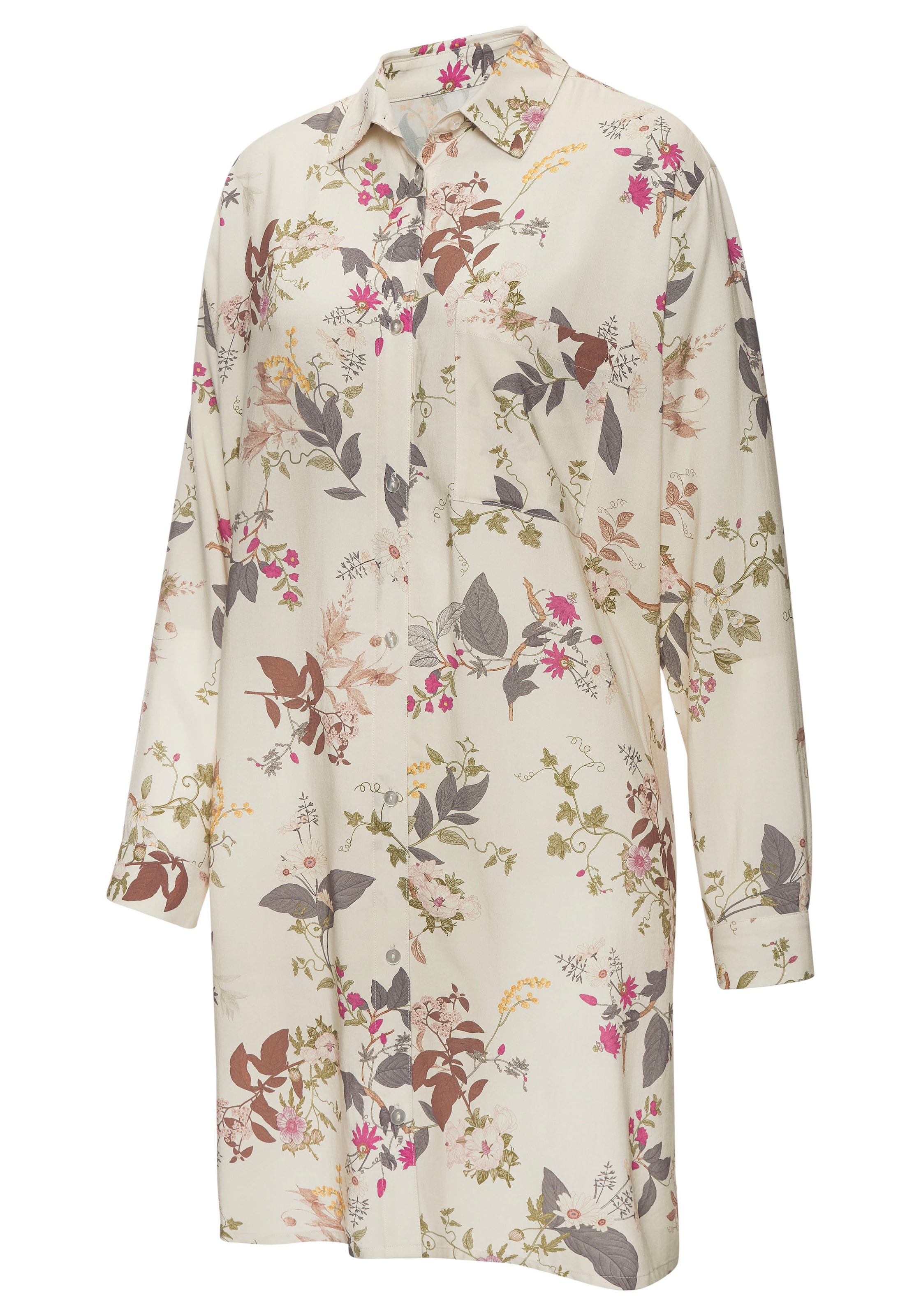 LASCANA Nachthemd 1-teilig,  Brusttasche mit klassischem Hemdkragen