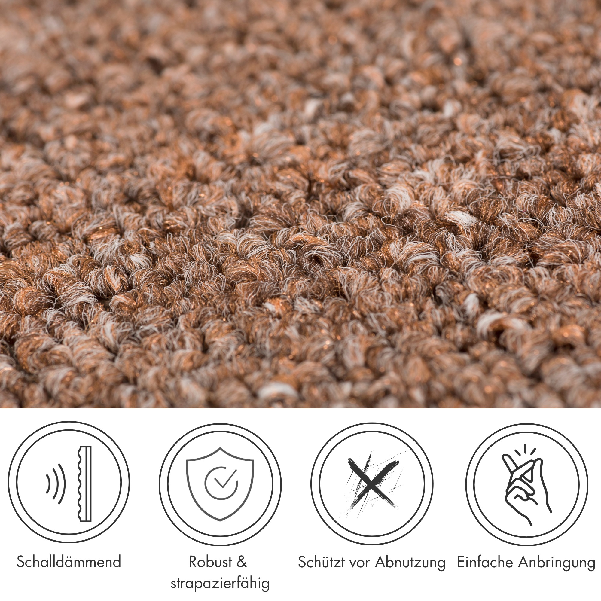 Andiamo Stufenmatte »Bob, Made in Poland« halbrund 4,5 mm Höhe melierte Schlinge, selbstklebend, Set mit 2 Stück oder 15 Stück