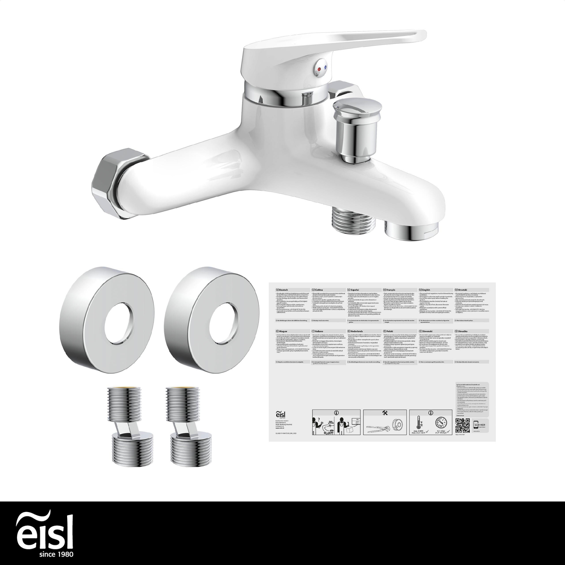 Eisl Wannenarmatur »SPEED« Mischbatterie Badewanne, Wasserhahn Bad, Wannenarmatur in Weiss/Chrom