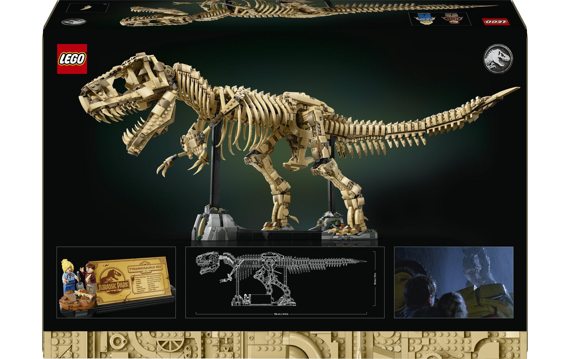 LEGO® Konstruktionsspielsteine »Jurassic World Fossilien: Tyrannosaurus rex 76968« Ausstellungsmodell eines 1:12-T.-rex-Skeletts mit beweglichen Gelenken