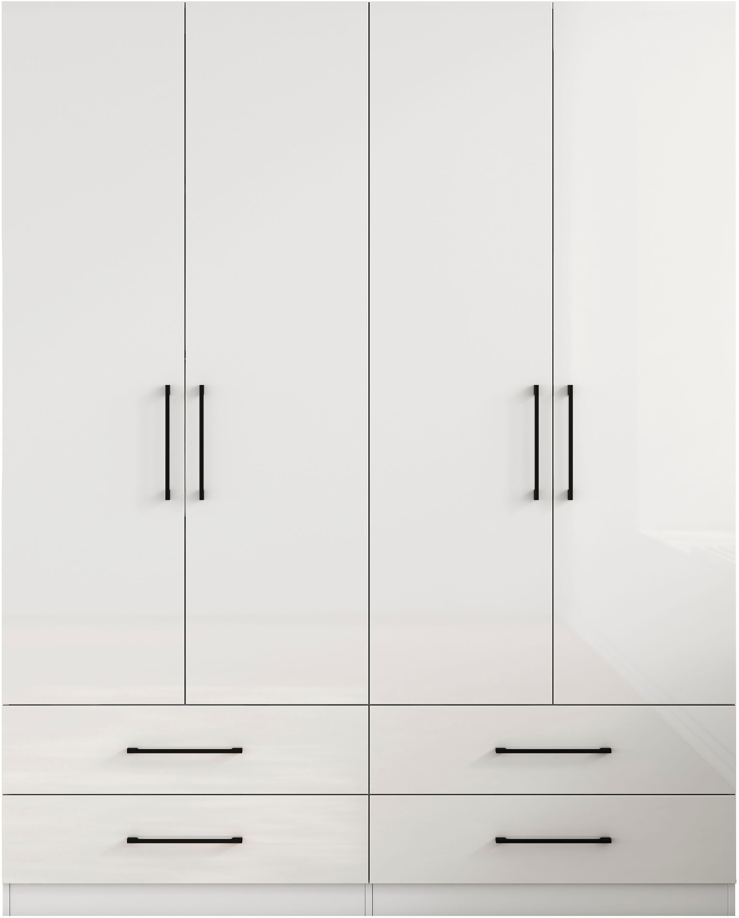GOODproduct Kleiderschrank »Sylt Schlafzimmerschrank Garderobe Schrank hochglanz« Drehtürenschrank mit 4 Schubladen und 4 Türen,  Schrank in Breite 160 mit viel Stauraum