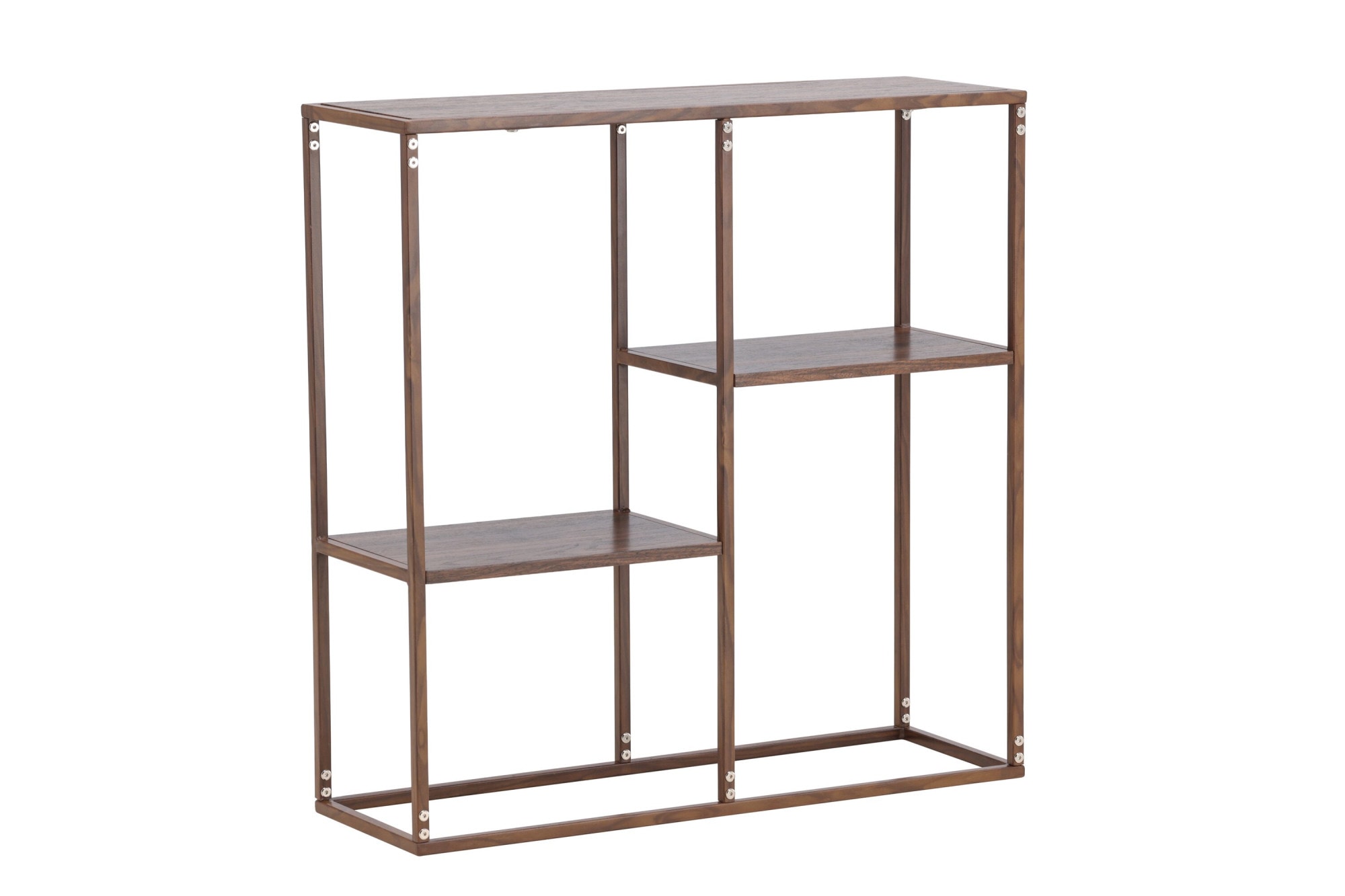 Venture Home Étagère à livres »Staal, Bücherregal in warmer Walnussoptik, Stahlrahmen, Höhe 81 cm« Étagère indépendante, film 3D, élancée, sophistiquée, moderne