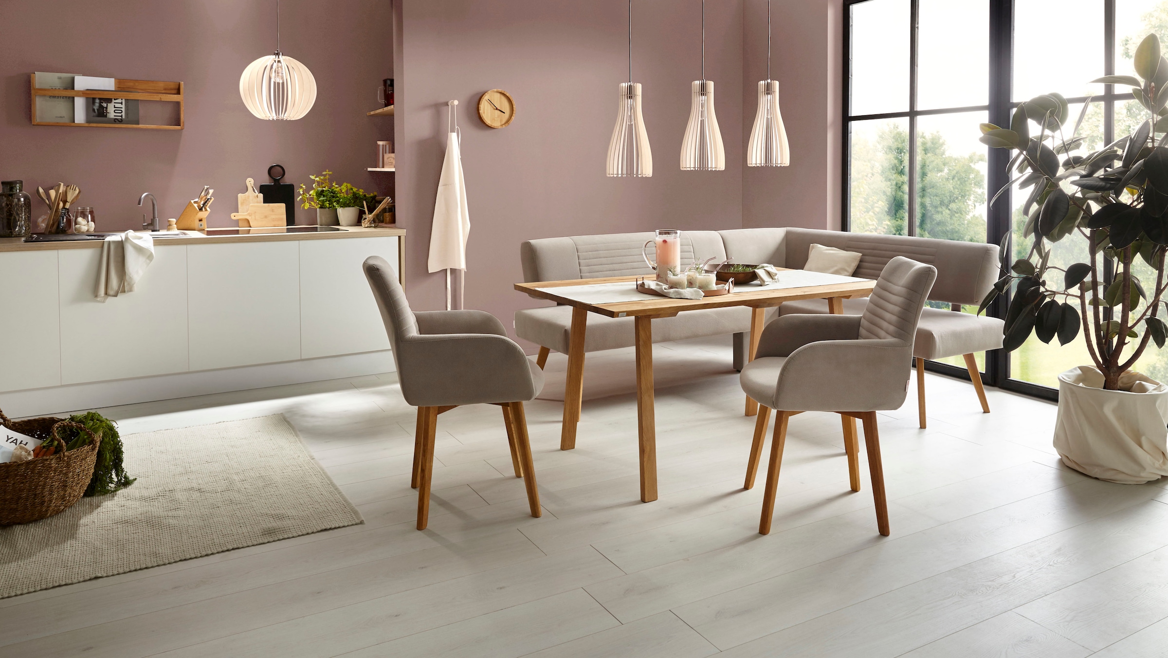 GOODproduct Eckbank »Alessja« Breite langer Schenkel 192 oder 212 cm, Gestell aus Eiche Massivholz