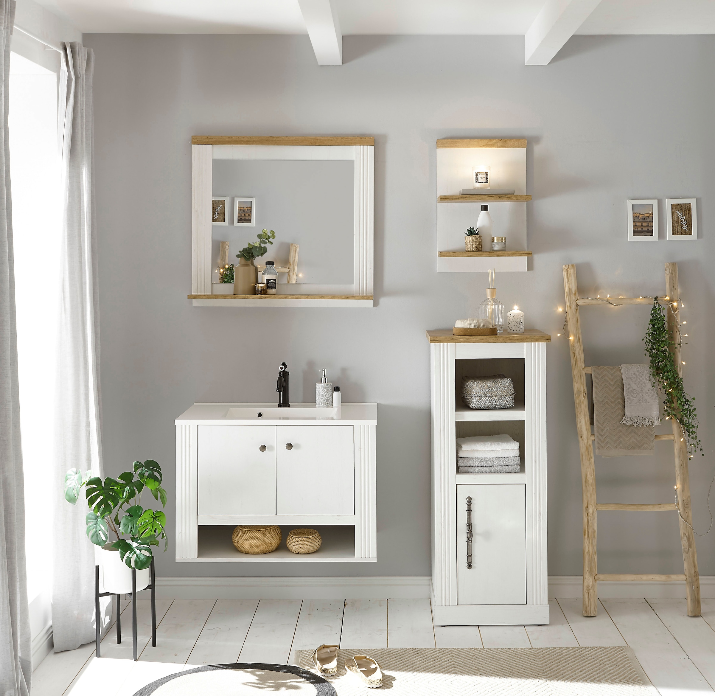 GOODproduct Ensemble de meubles de salle de bain »WESTMINSTER, Bad im Landhausstil, 4-teiliges Badezimmer« 4 cuis tlg.