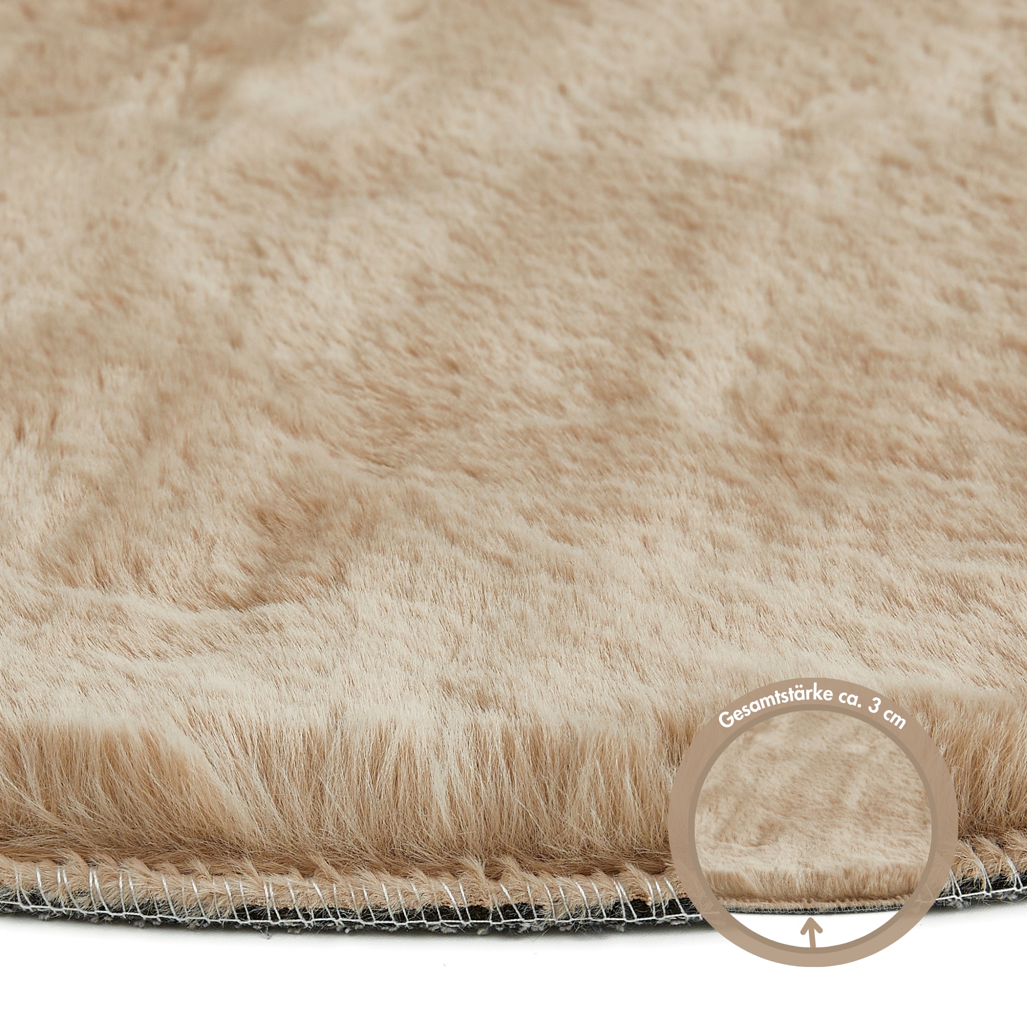 GOODproduct Hochflor-Teppich »Lugano« rund 30 mm Höhe Kunstfell, Uni Farben, sehr weich & kuschelig