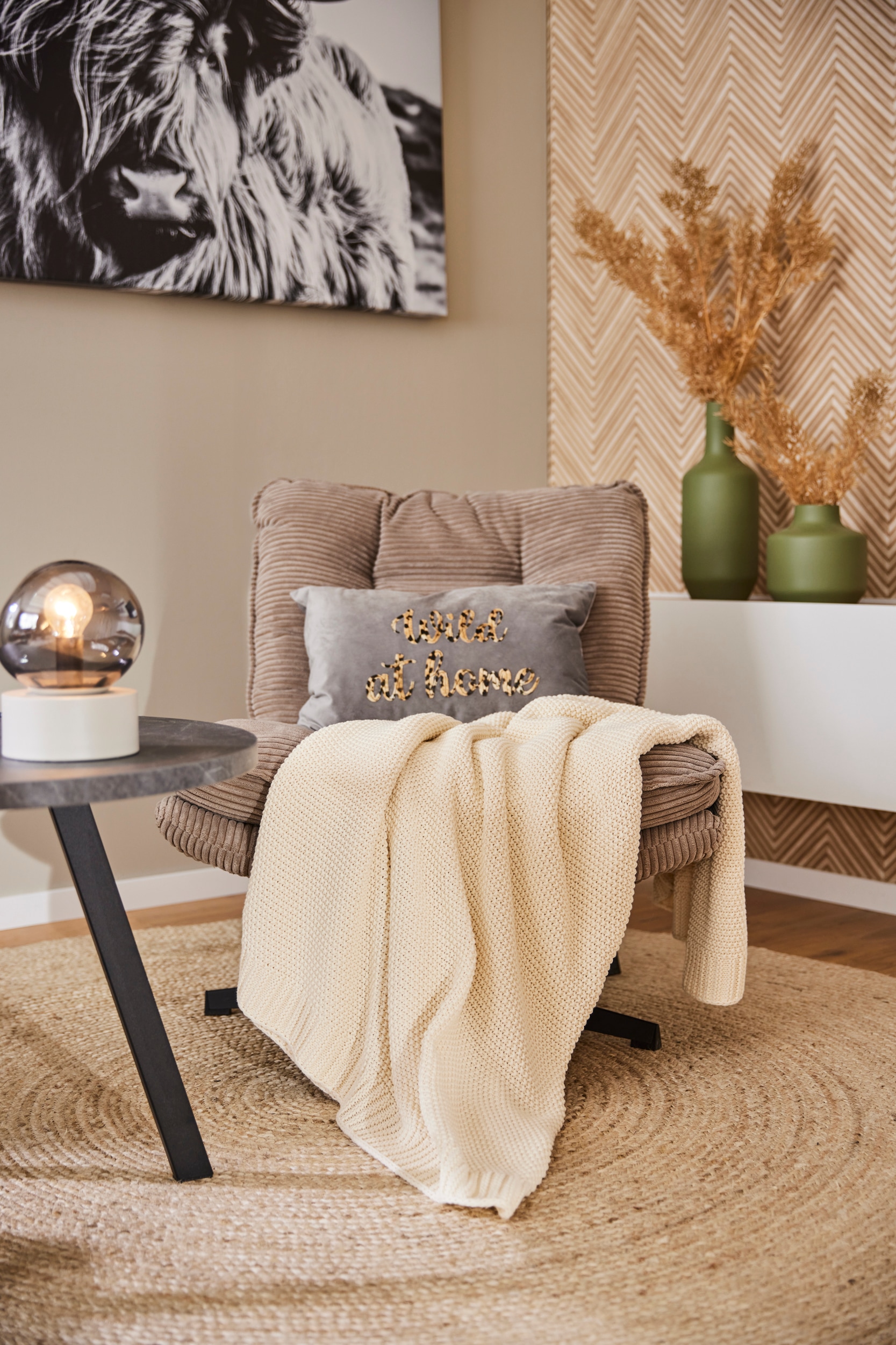 GOODproduct Couverture d'intérieur »Phelon« 100% Baumwolle, Trendiges Strickmuster, 130 × 170 cm,400 g/m²