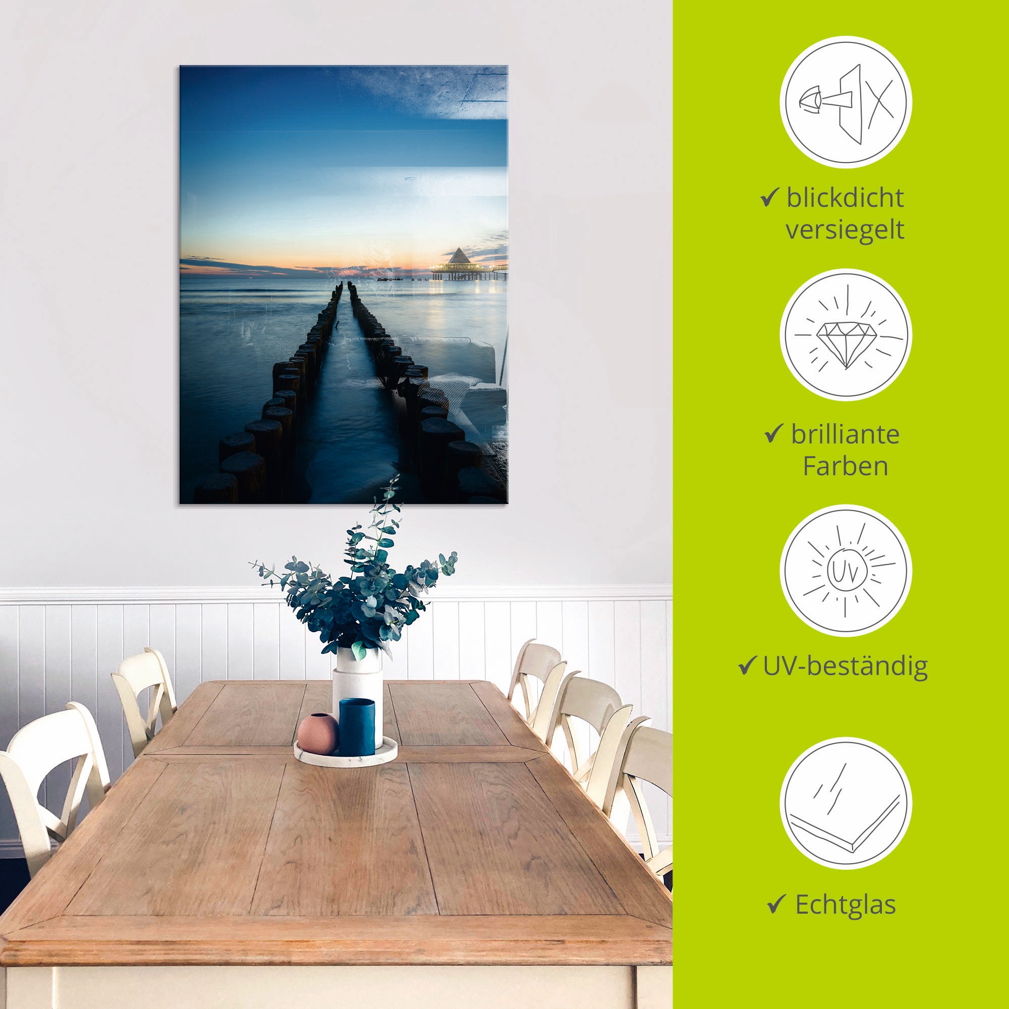 Artland Glasbild »Usedom am Morgen« Gewässer 1 Stk. tlg. in verschiedenen Grössen