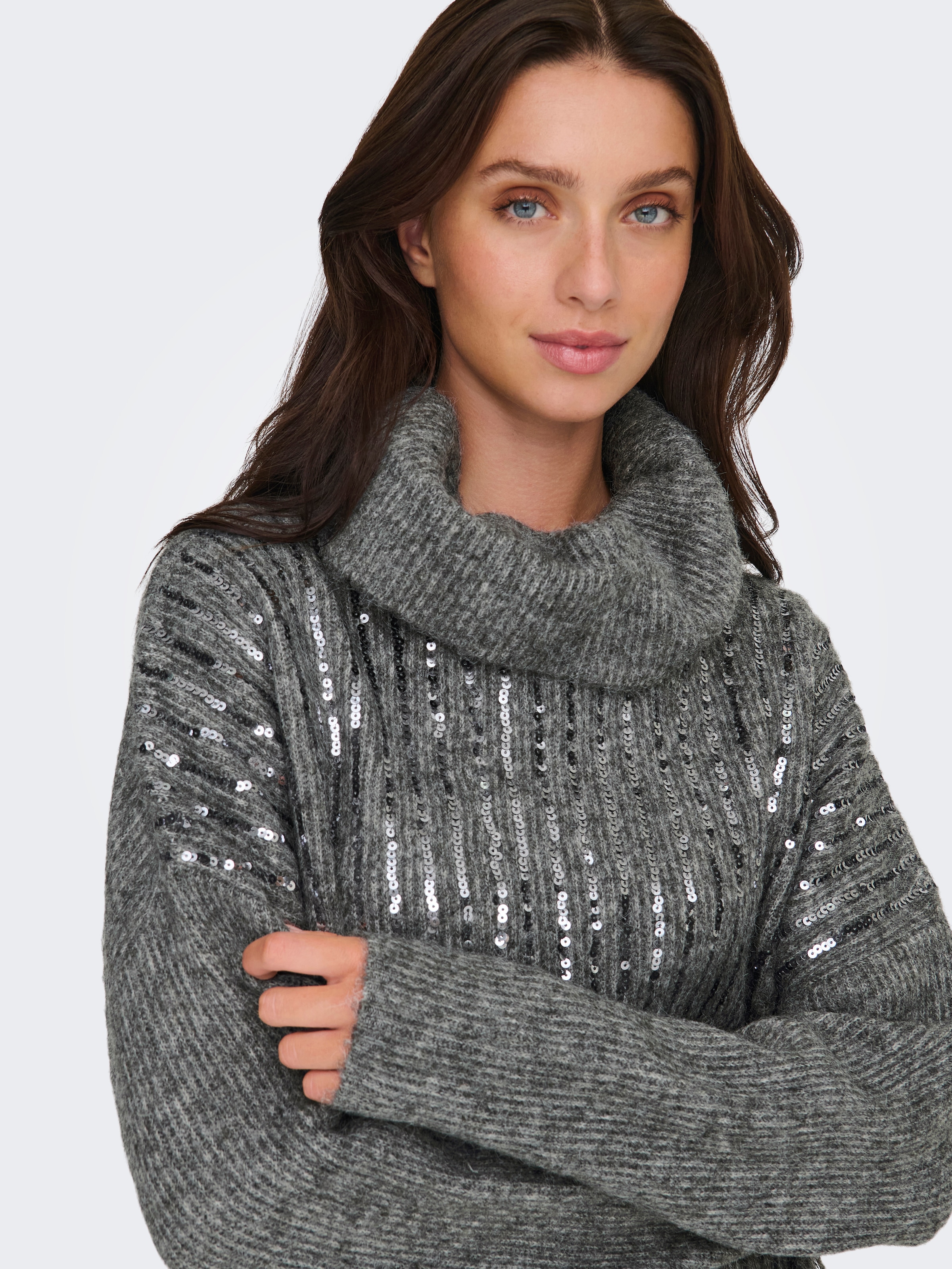 ONLY Pull à col roulé »ONLMIU LS COWL NECK SEQUIN EX KNT«, mit Pailletten-Details
