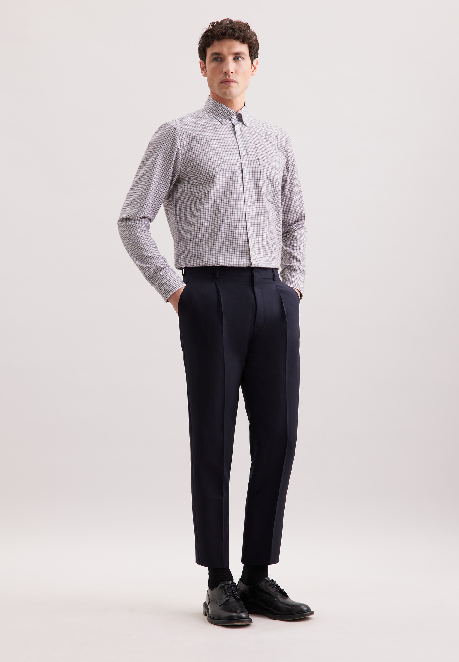 seidensticker Flanellhemd »Schwarze Rose« Regular 1/1 Button-Down-Kragen Karo