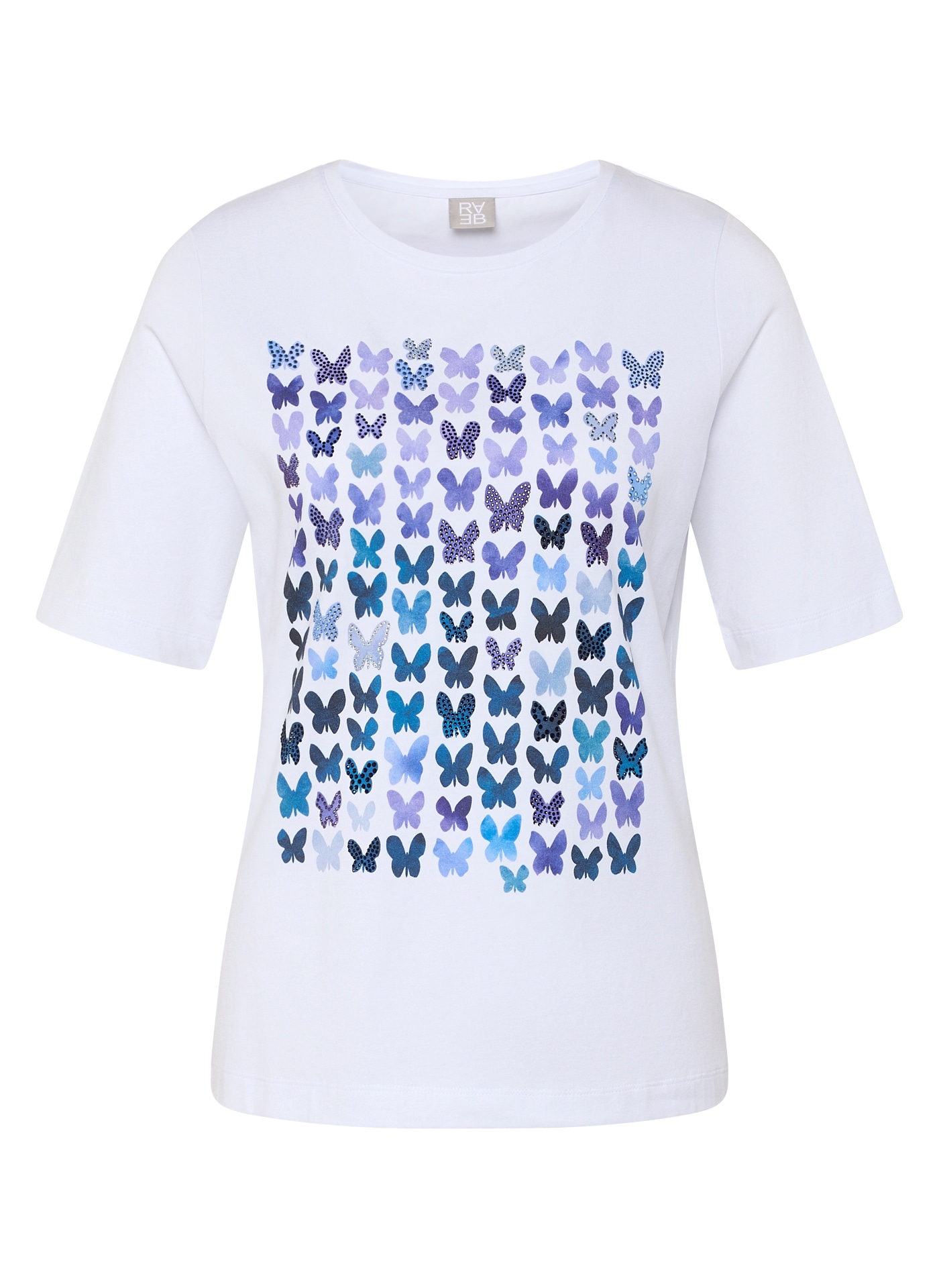 Rabe T-shirt mit Schmetterling Print