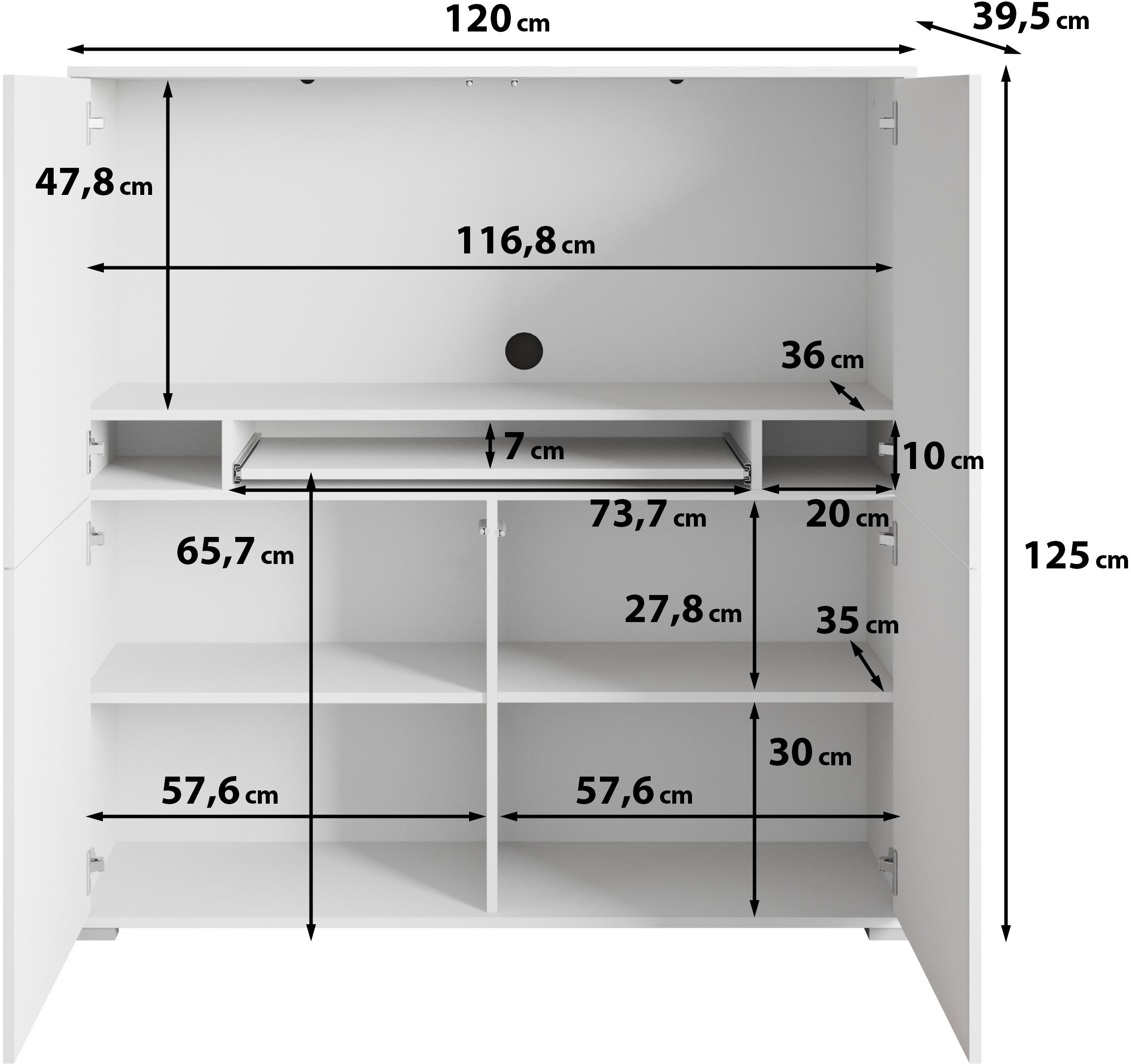 GOODproduct PC-Schrank »Kenia, Sekretär, Home Office« 1 Stk. tlg. Mit Push-to-open, Tastaturauszug und praktischem Stauraum