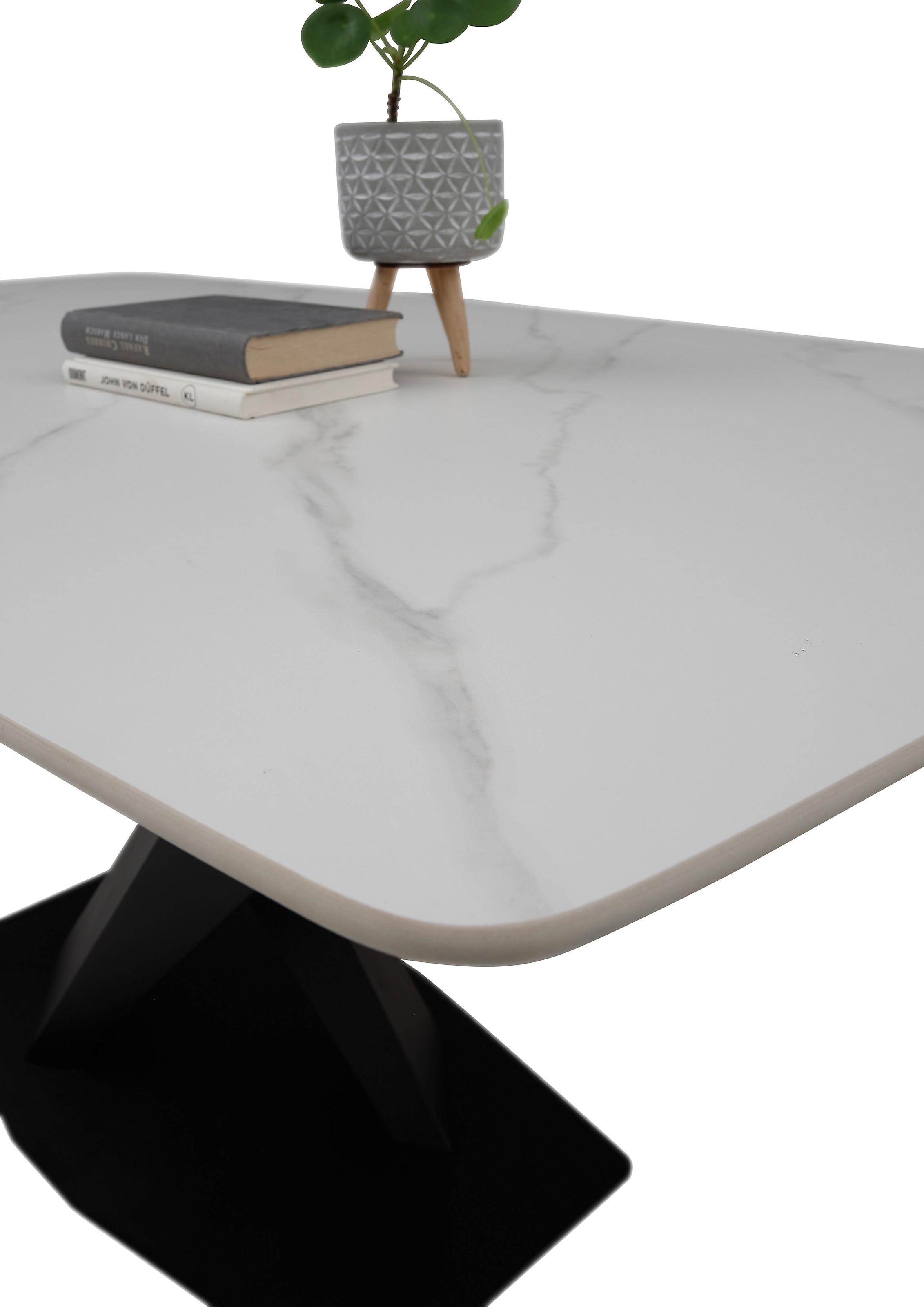 Stolkom Esstisch »Ventura Esszimmertisch Keramik, Esstisch Keramik BxHxT 180x75x90 cm« Keramikoberfläche abgerundete Ecken, Metallgestell schwarz matt