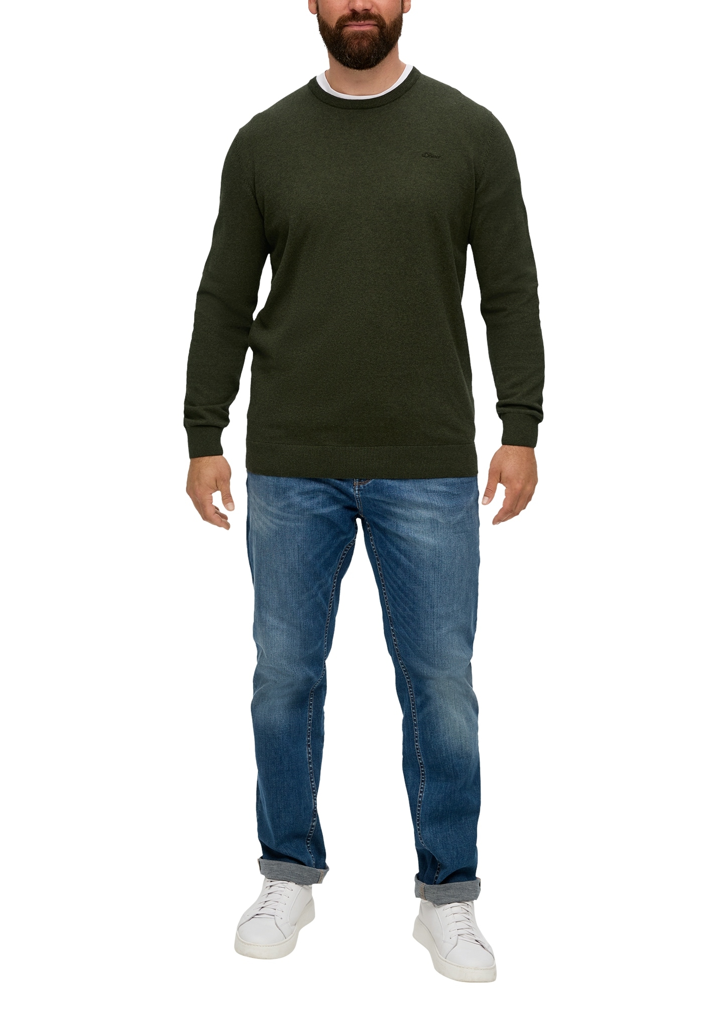 s.Oliver Men Big Sizes Pull en tricot mit Logostickerei - Grosse Grössen