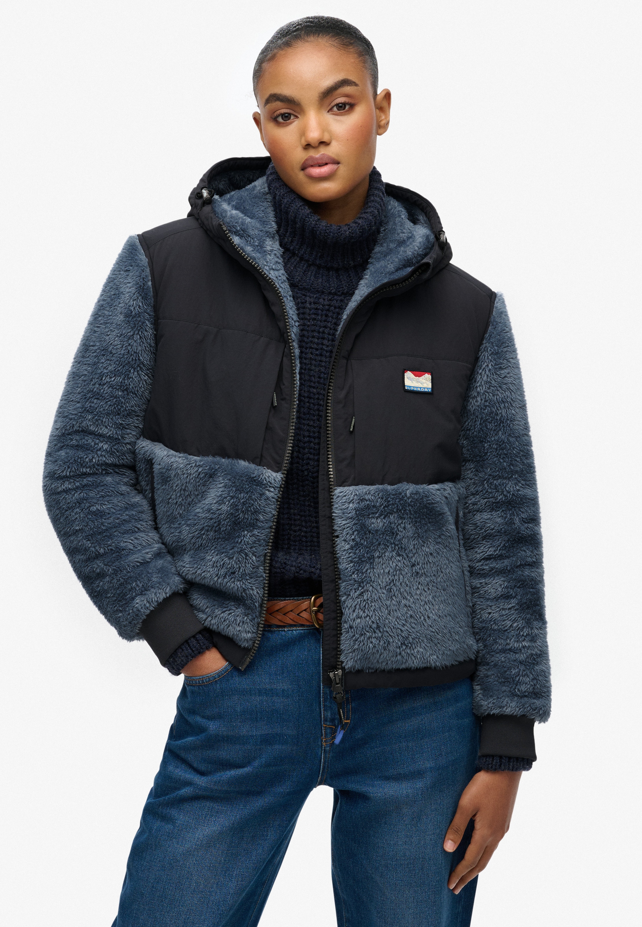 Superdry Hybridjacke »SUPER SOFT HYBRID FULL ZIP« mit Kapuze Kunstfaser, oversize