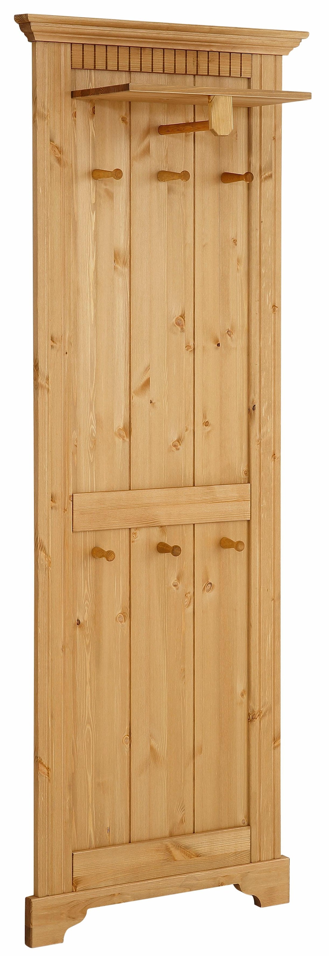 GOODproduct Panneau de vestiaire »Rustic« aus massiver Kiefer, Höhe 190 cm, mit Ablage, Holzhaken