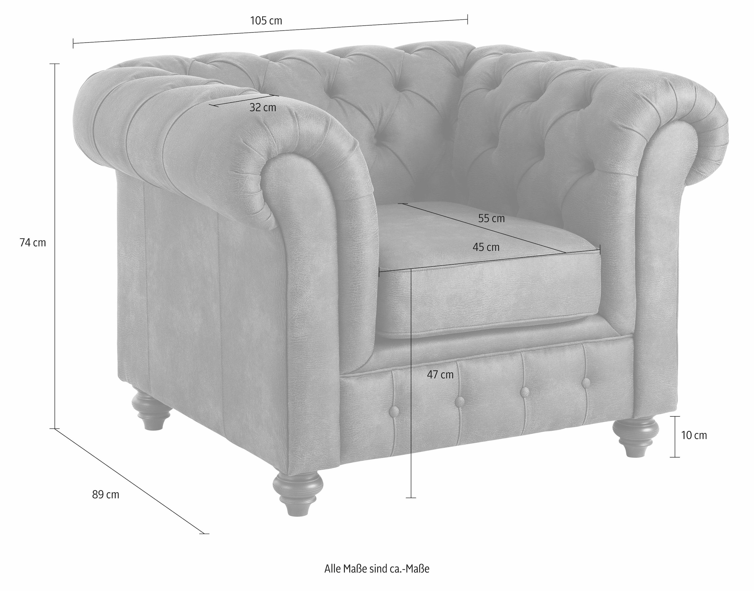 Home affaire Sessel »Chesterfield B/T/H: 105/69/74 cm« mit hochwertiger Knopfheftung , auch in Leder