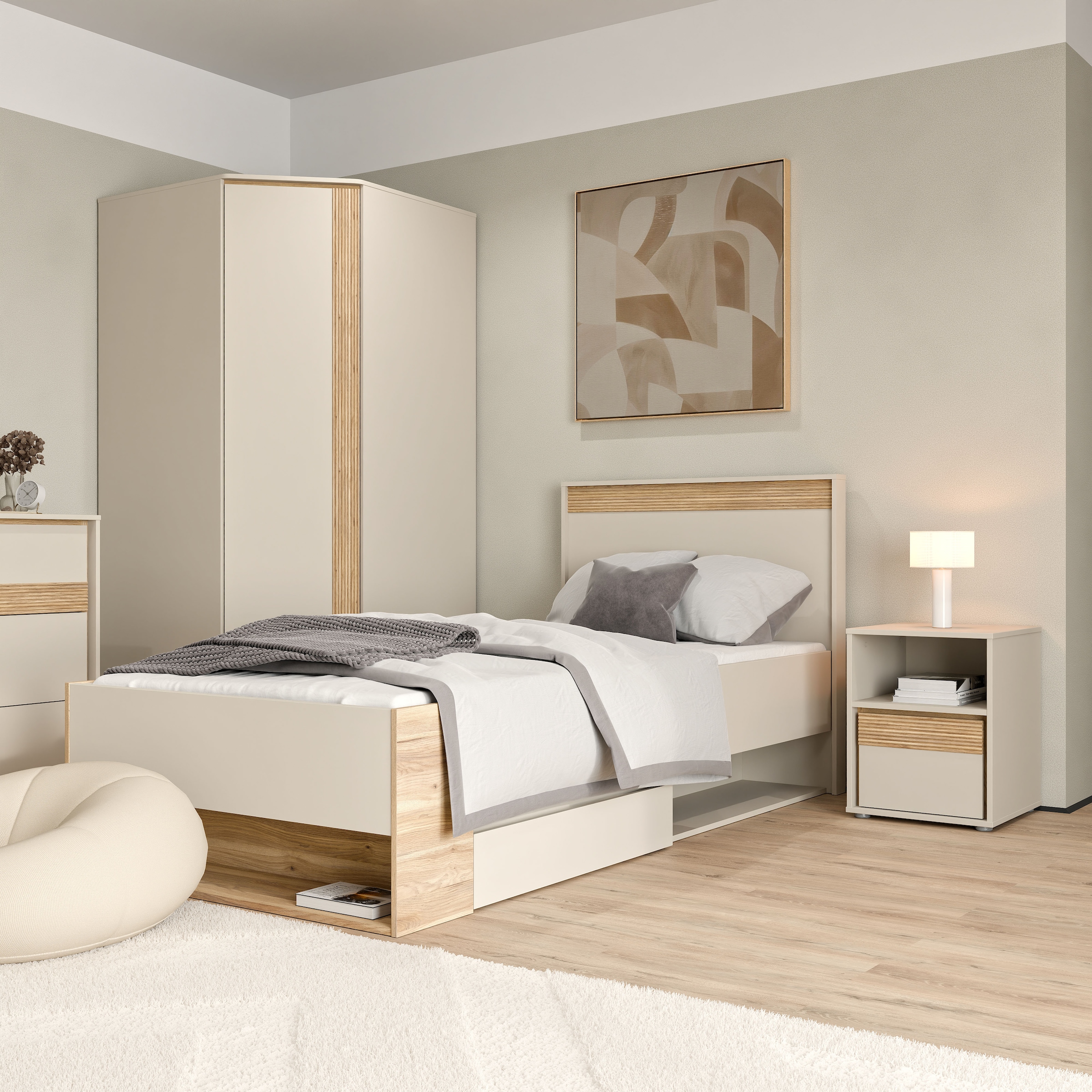 FORTE Lit de rangement avec tiroir, disponible en 2 tailles