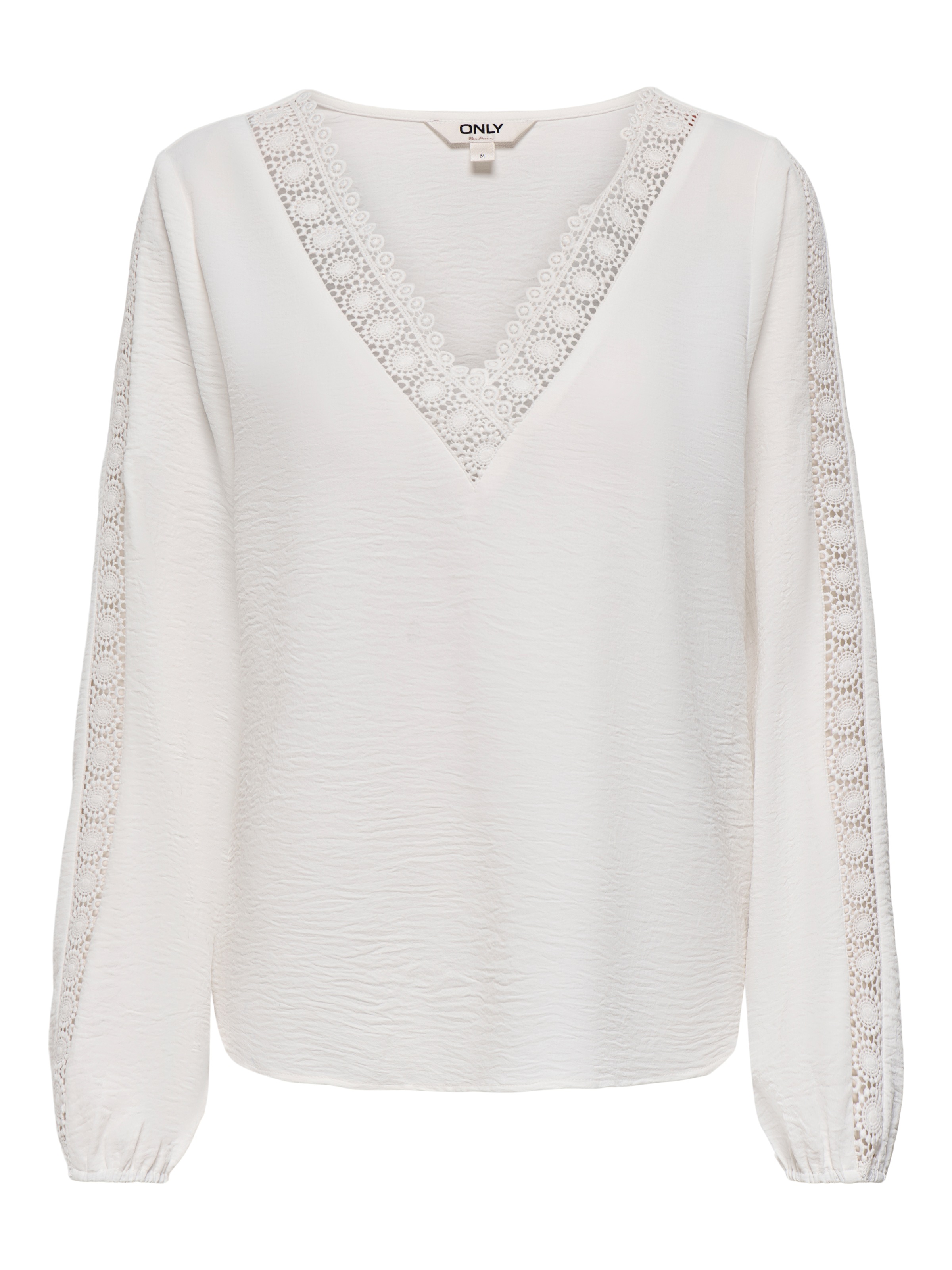 ONLY Langarmbluse »ONLGREGOR METTE LS LACE TOP WVN« Kunstfaser, regular fit, V-Ausschnitt, Regular Waist