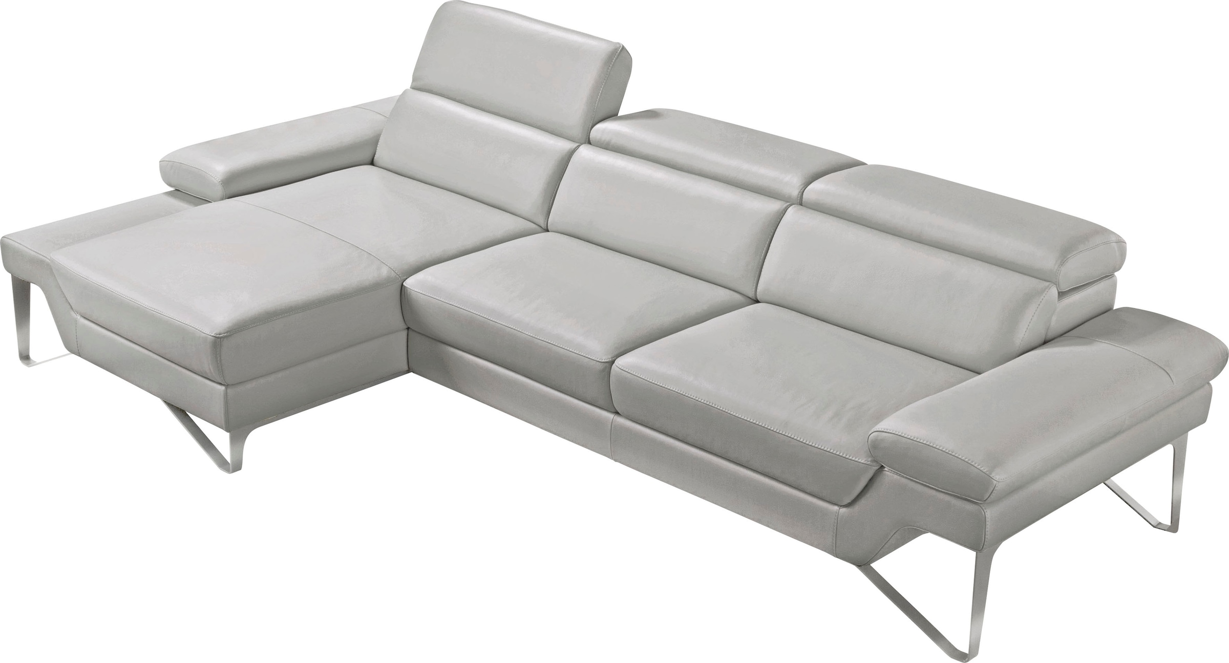 Egoitaliano Ecksofa »Princess, elegantes Designsofa mit erstklassigem Sitzkomfort, L-Form« mit Recamiere, inkl. Kopfteilverstellung, edle Designmetallfüsse