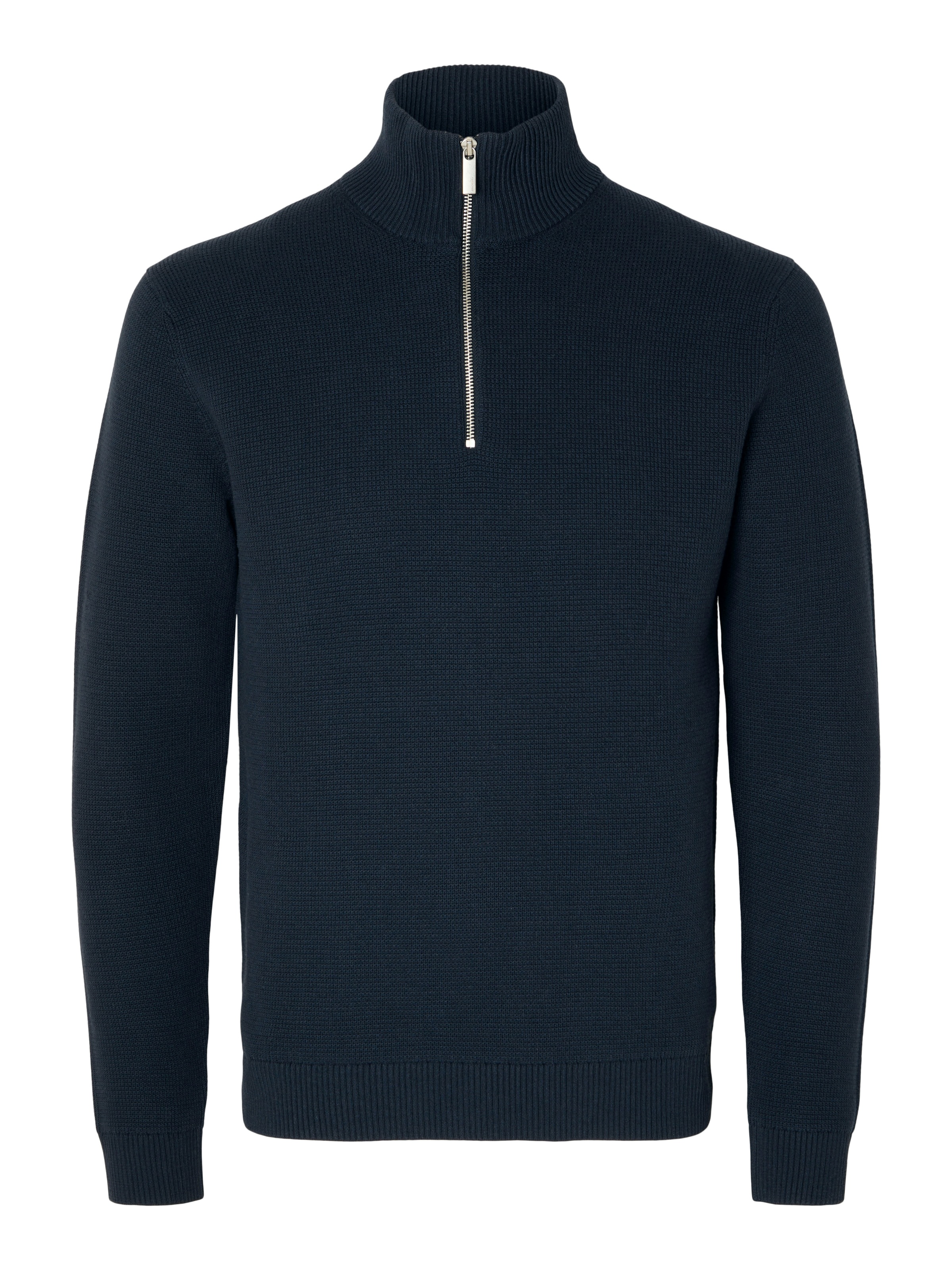 SELECTED Troyer »SLHDANE LS KNIT STRUCTURE HALF ZIP NOOS« coton, coupe régulière