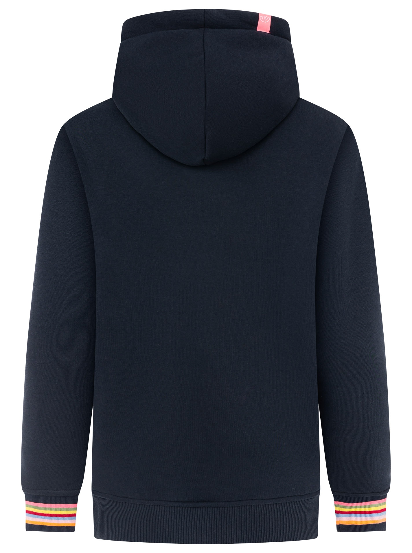 Zwillingsherz Hoodie »"POSITIVE"«, logo brodé coloré et poignets rayés, capuche, poche kangourou
