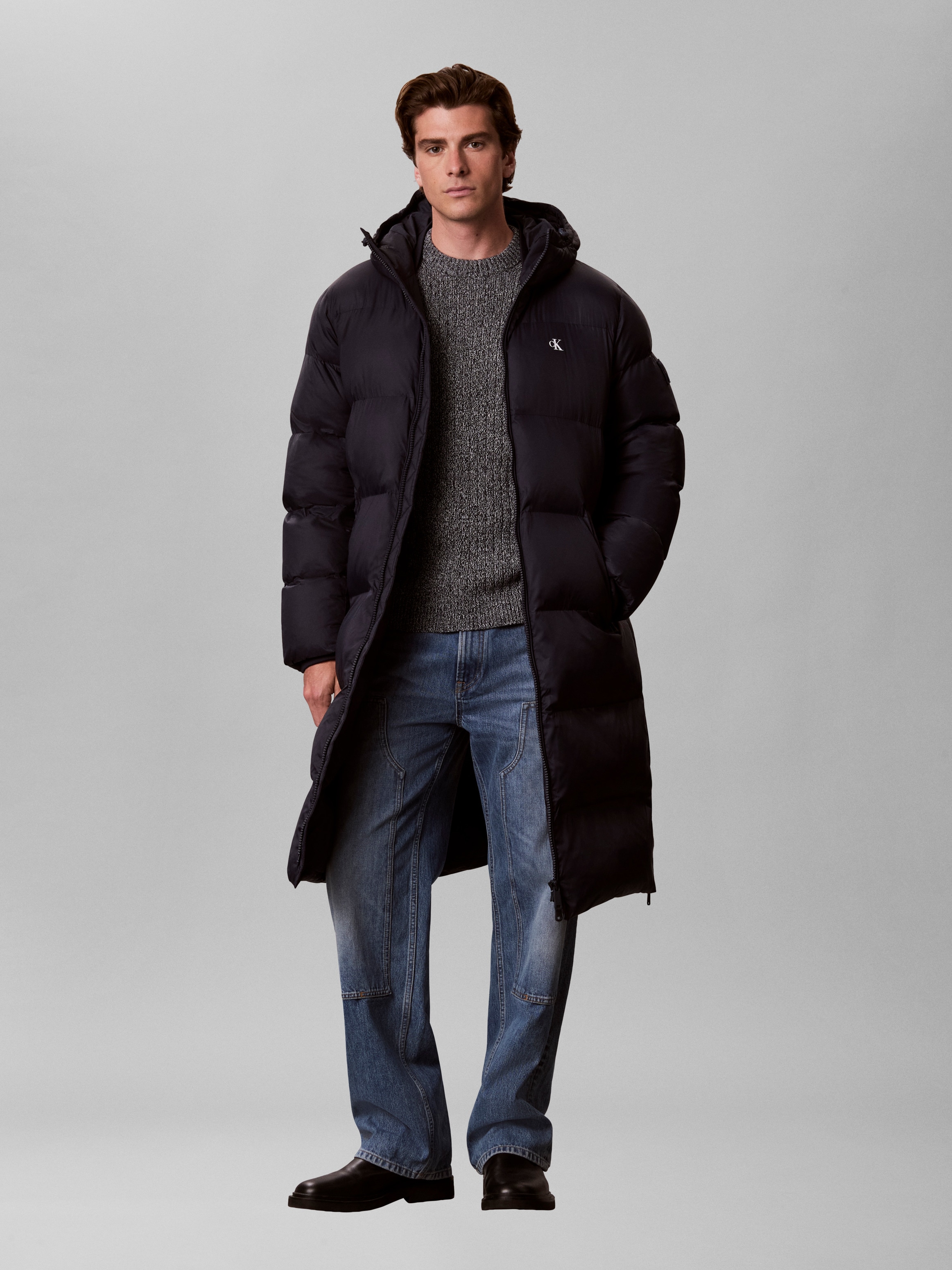 Calvin Klein Jeans Steppmantel »LONG LENGTH HOODED NYLON« Regular fit mit Eingrifftaschen
