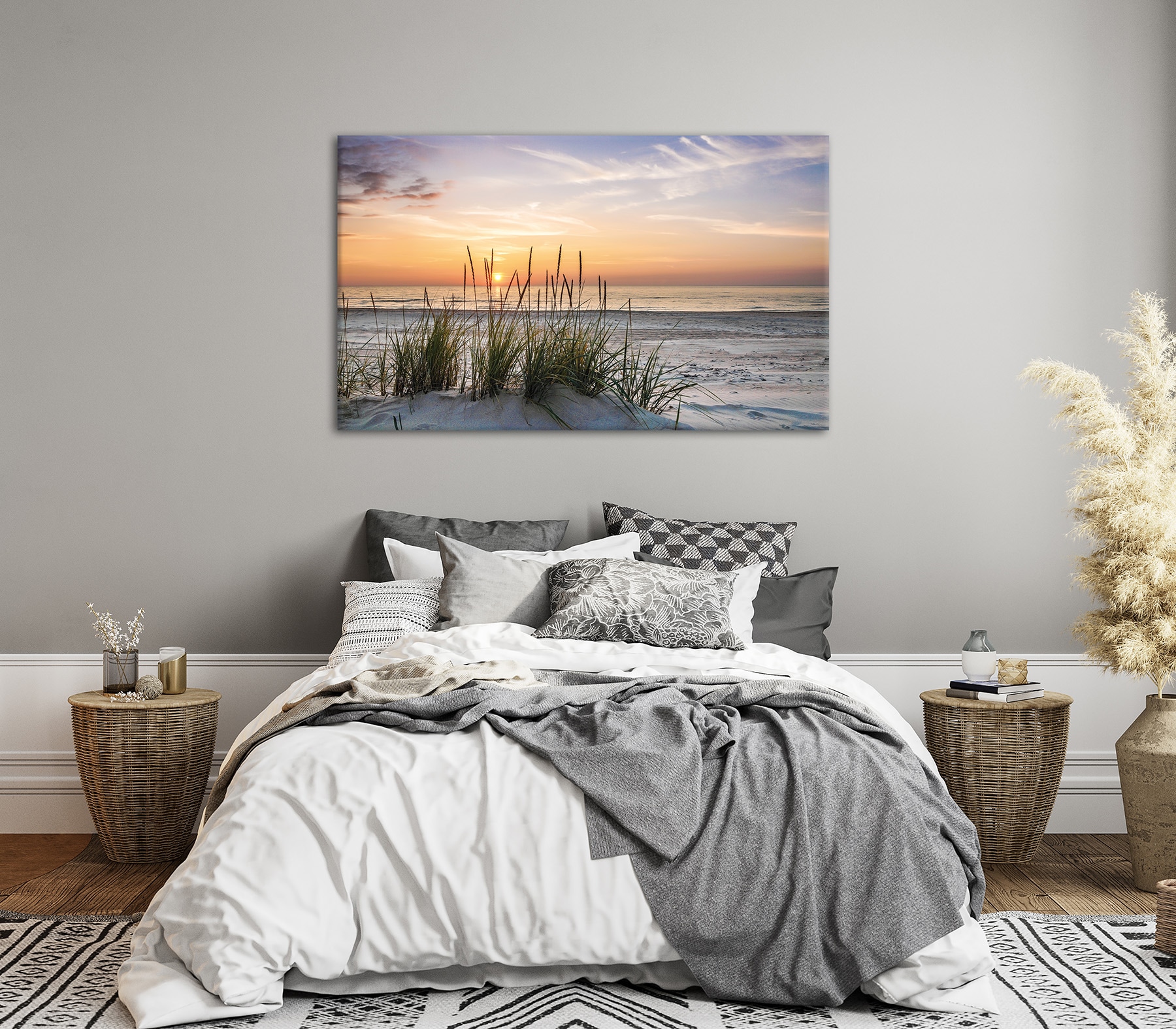 Bönninghoff Tableau sur toile »Wandbild SONNENUNTERGANG XXL 90x150 cm – Leinwandbild Keilrahmen Deko« Coucher de soleil | Mer | Plage 1 cuis tlg. tendu sur châssis