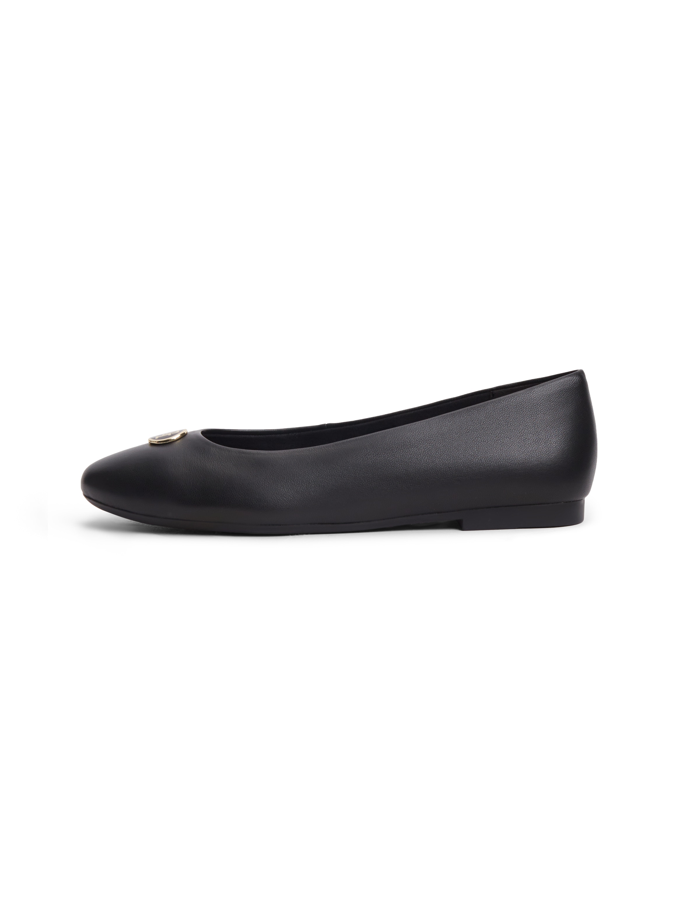 Tommy Hilfiger Ballerine »TH PLATE LEATHER BALLERINA«  Chaussure à enfiler, chaussure business avec élément décoratif élégant - forme étroite