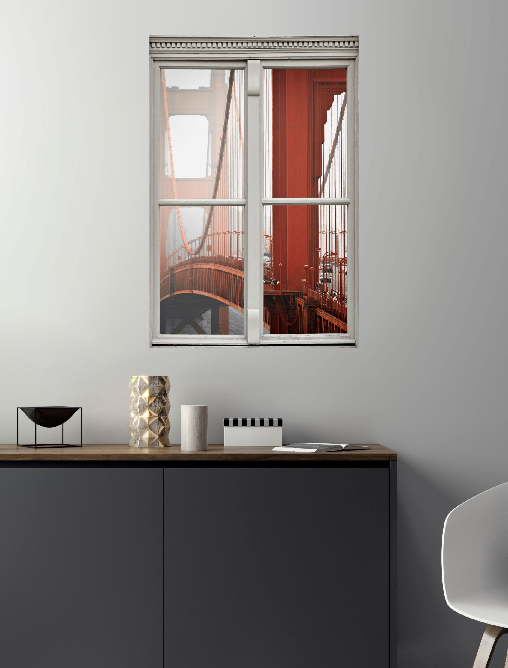 queence Wandsticker »Brücke« Wandsticker, Wandbild, selbstklebend, 3D, Fenster