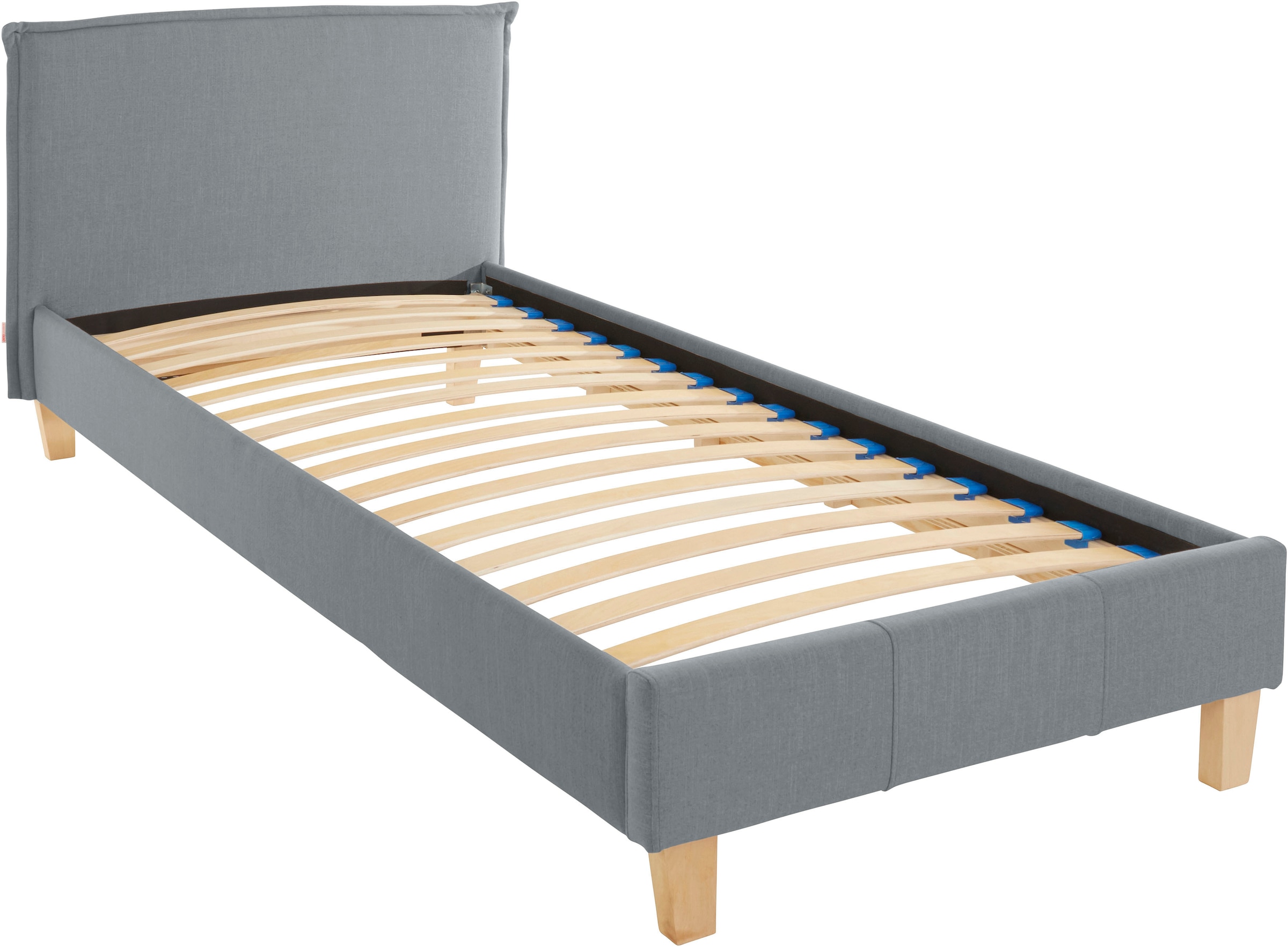 GOODproduct Lit rembourré »Heddi« en 5 largeurs : de 90cm à 200cm, nervure sur la tête de lit, tissu structuré
