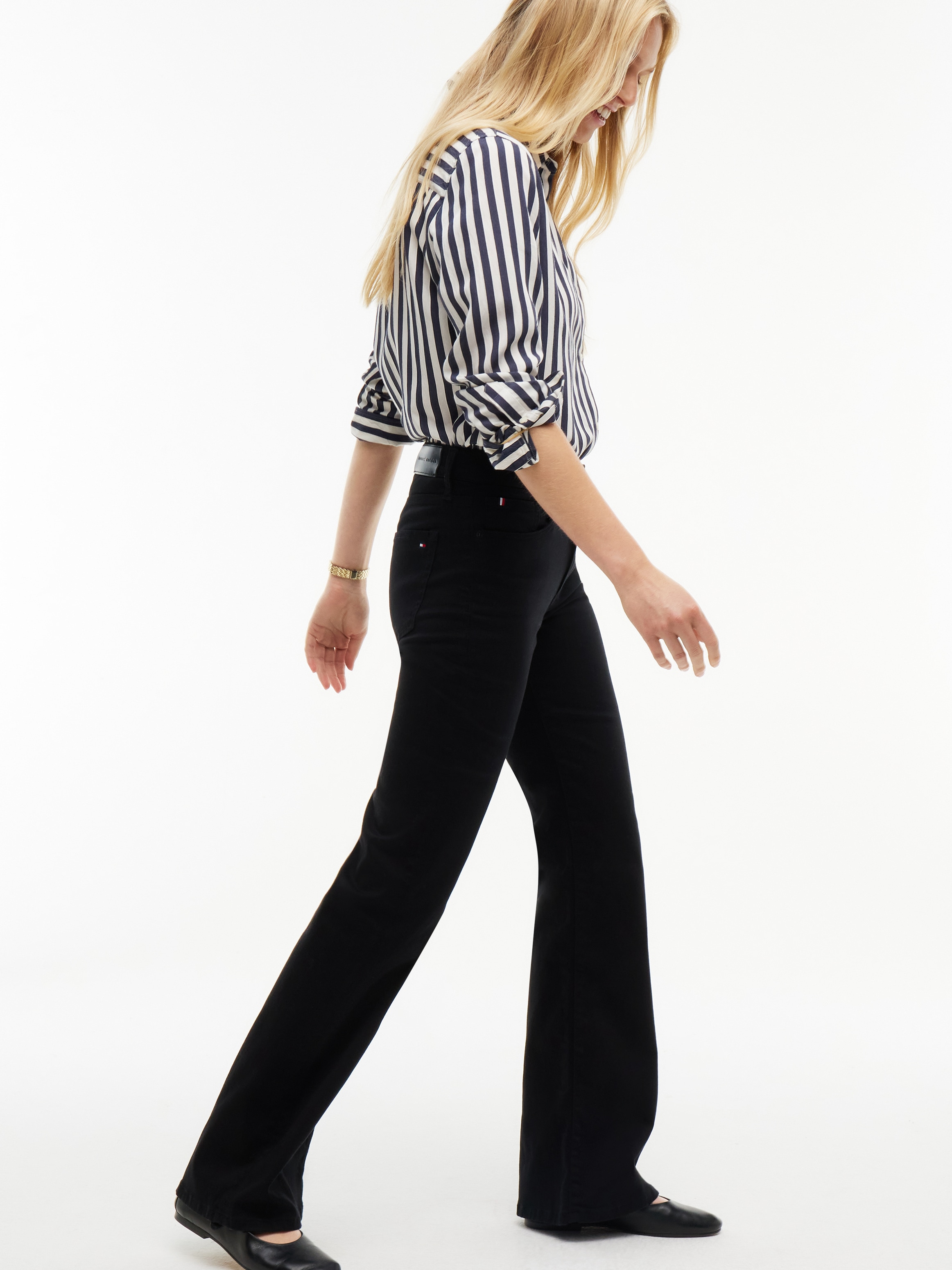 Tommy Hilfiger Jeans bootcut »LUNA MID RISE FLARE STAY BLACK« mélange de coton, coupe évasée, taille mi-haute